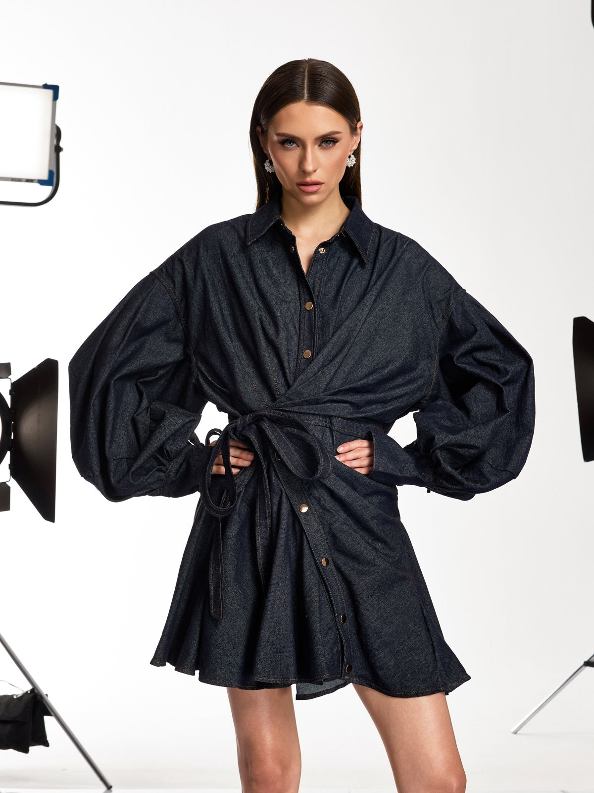 Dameka Collar Denim Mini Dress
