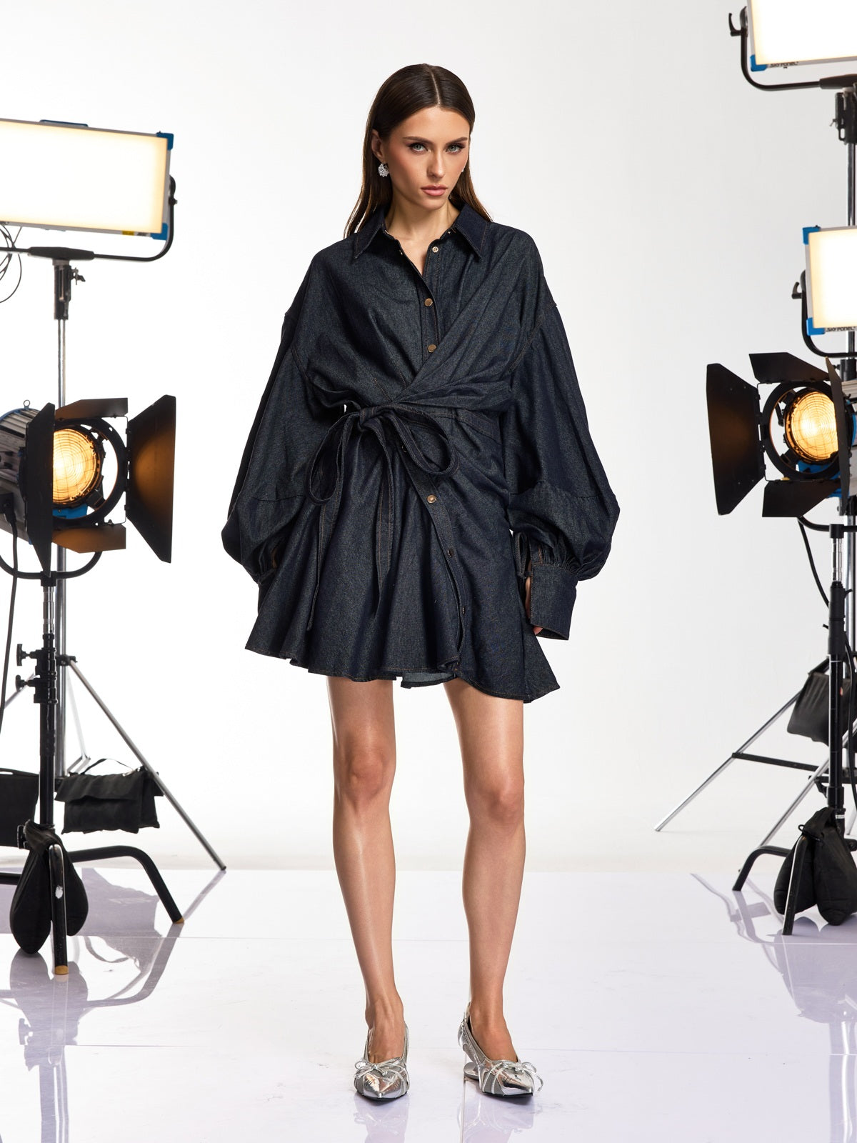 Dameka Collar Denim Mini Dress