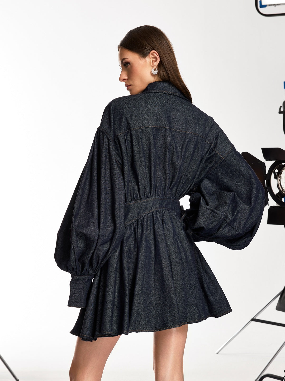 Dameka Collar Denim Mini Dress