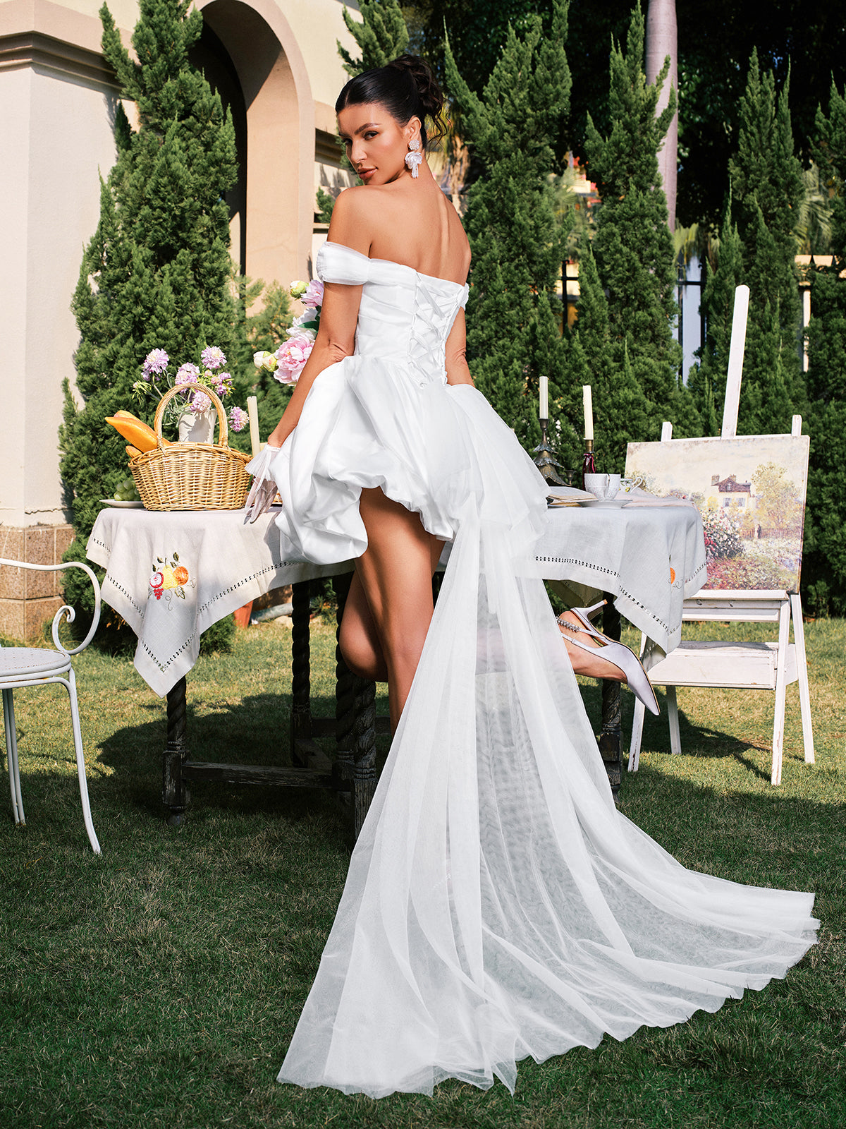 Danyal Off Shoulder Ruched Satin Dress