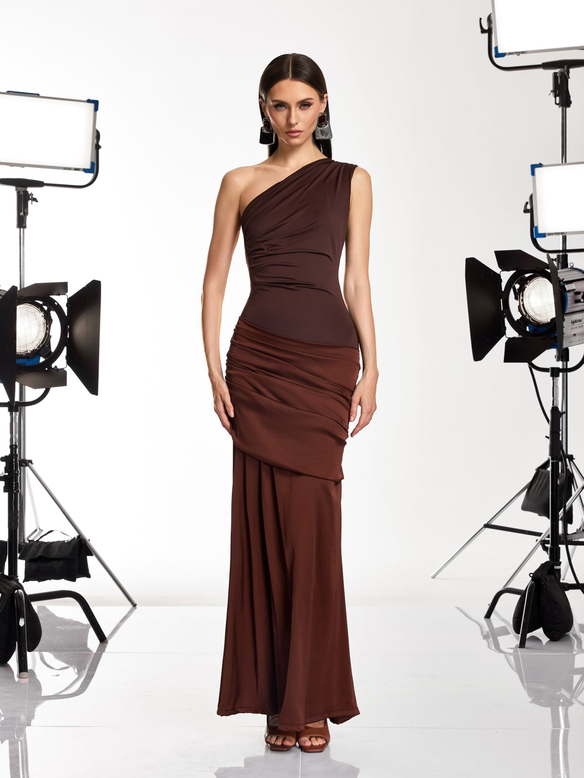 Darcie One Shoulder Ruched Maxi Dress