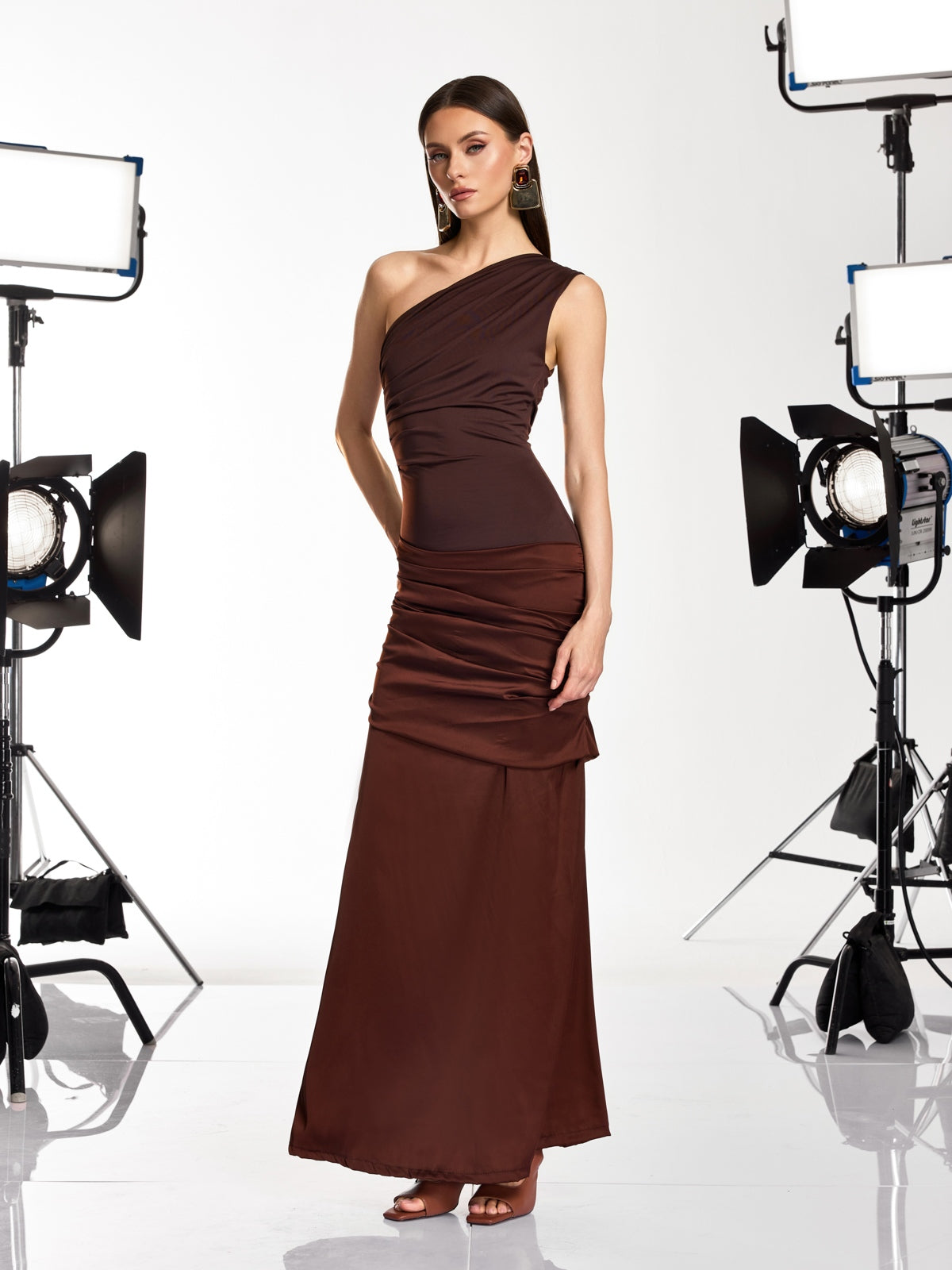 Darcie One Shoulder Ruched Maxi Dress