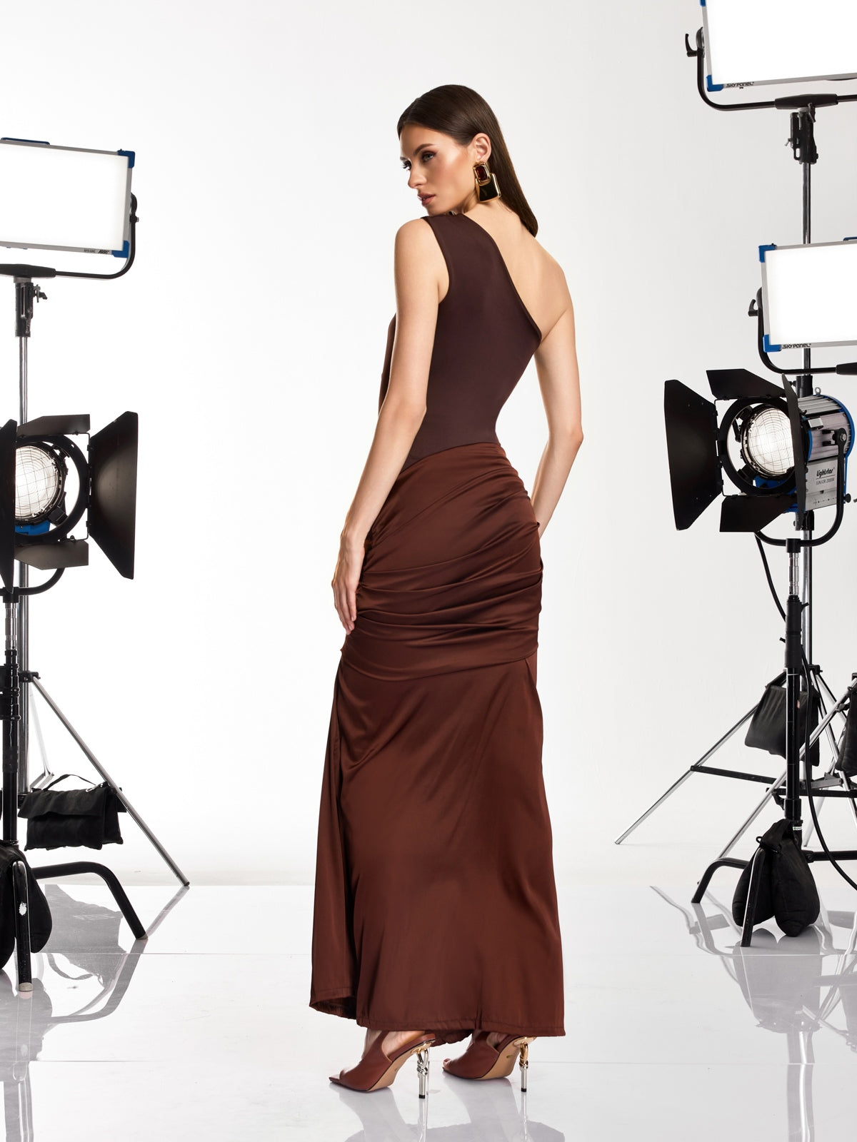 Darcie One Shoulder Ruched Maxi Dress