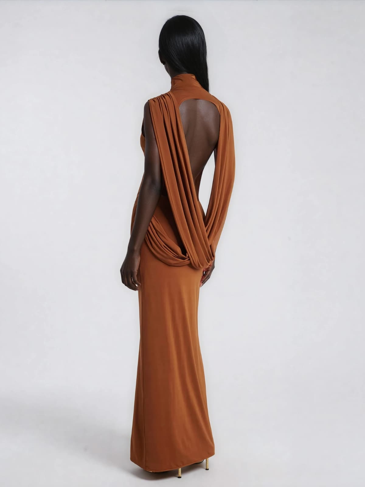 Darex Open Back Draped Maxi Dress