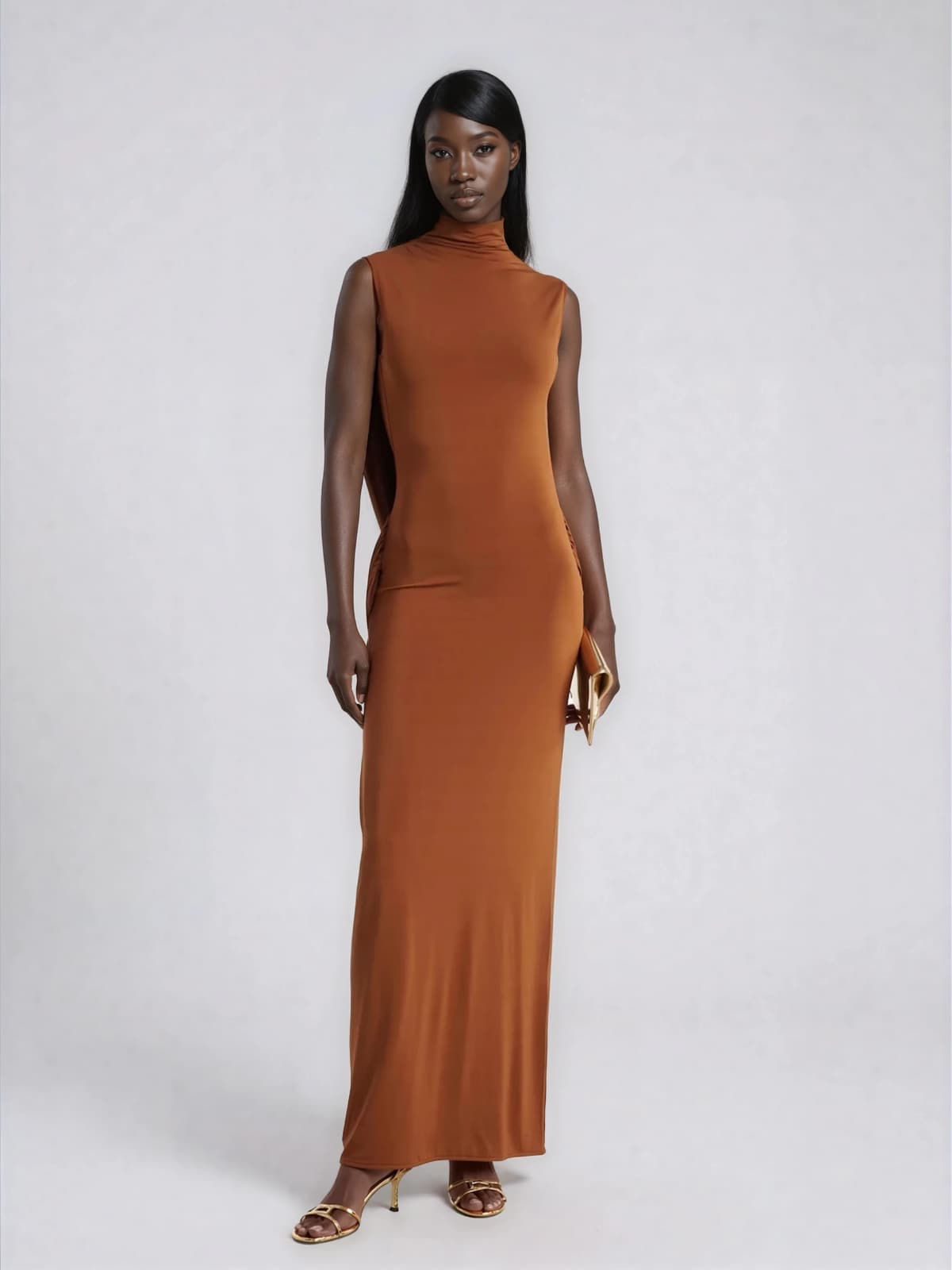 Darex Open Back Draped Maxi Dress