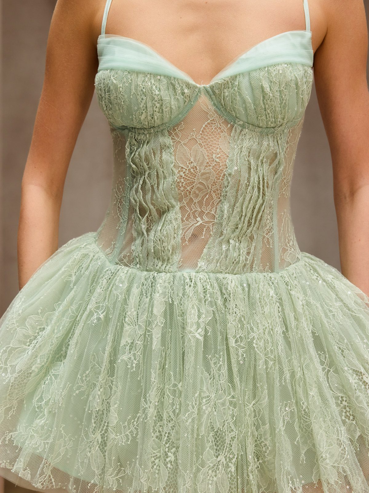 Darla Spaghetti Lace Pleated Mini Dress