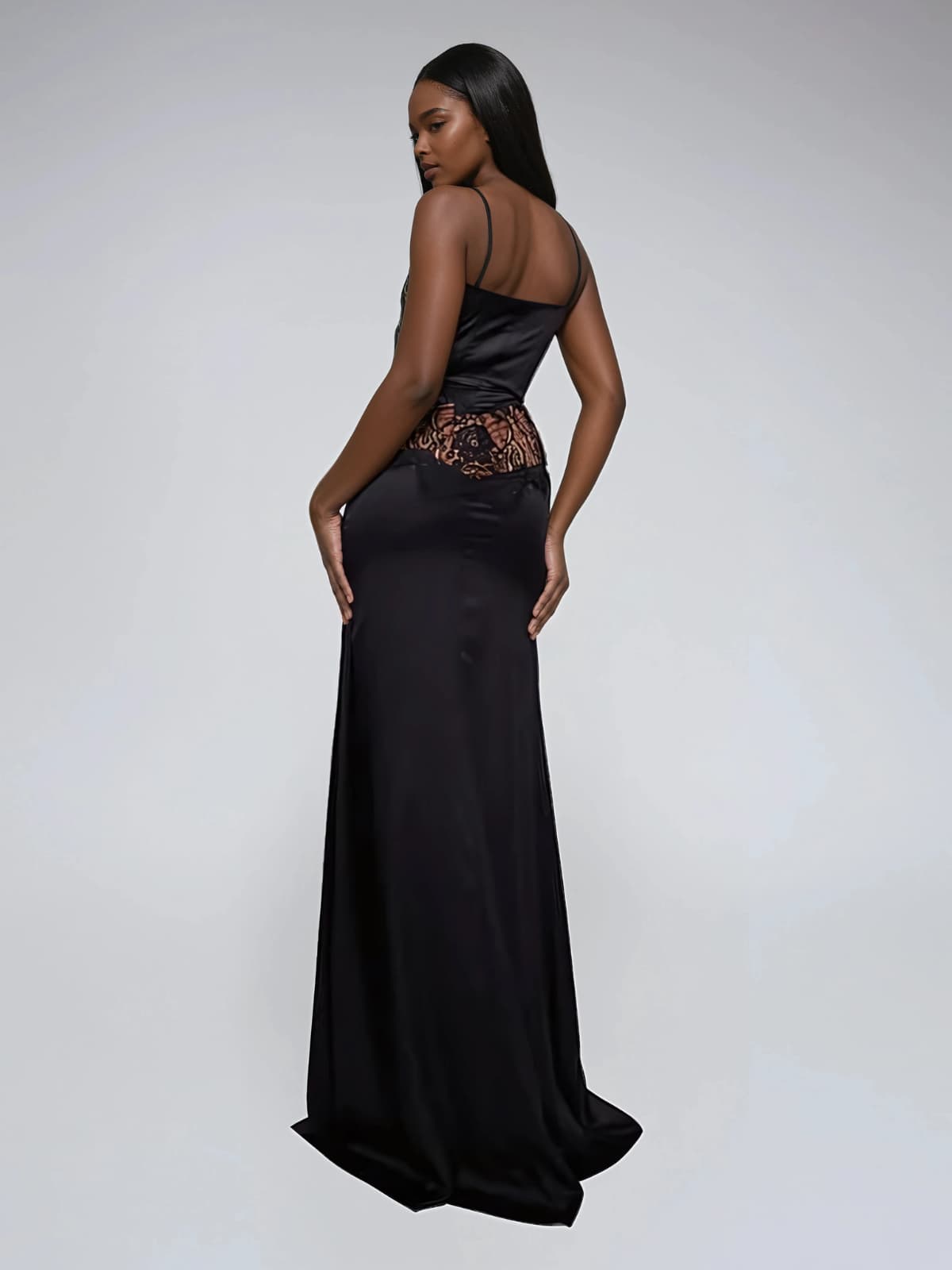 Darythos Spaghetti Split Lace Maxi Dress