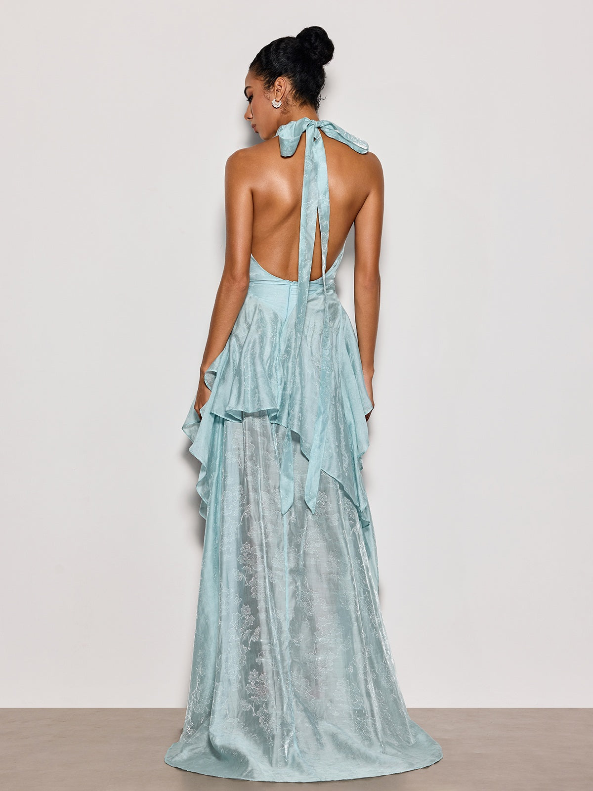 Delara Halterneck Asymmetric Maxi Dress