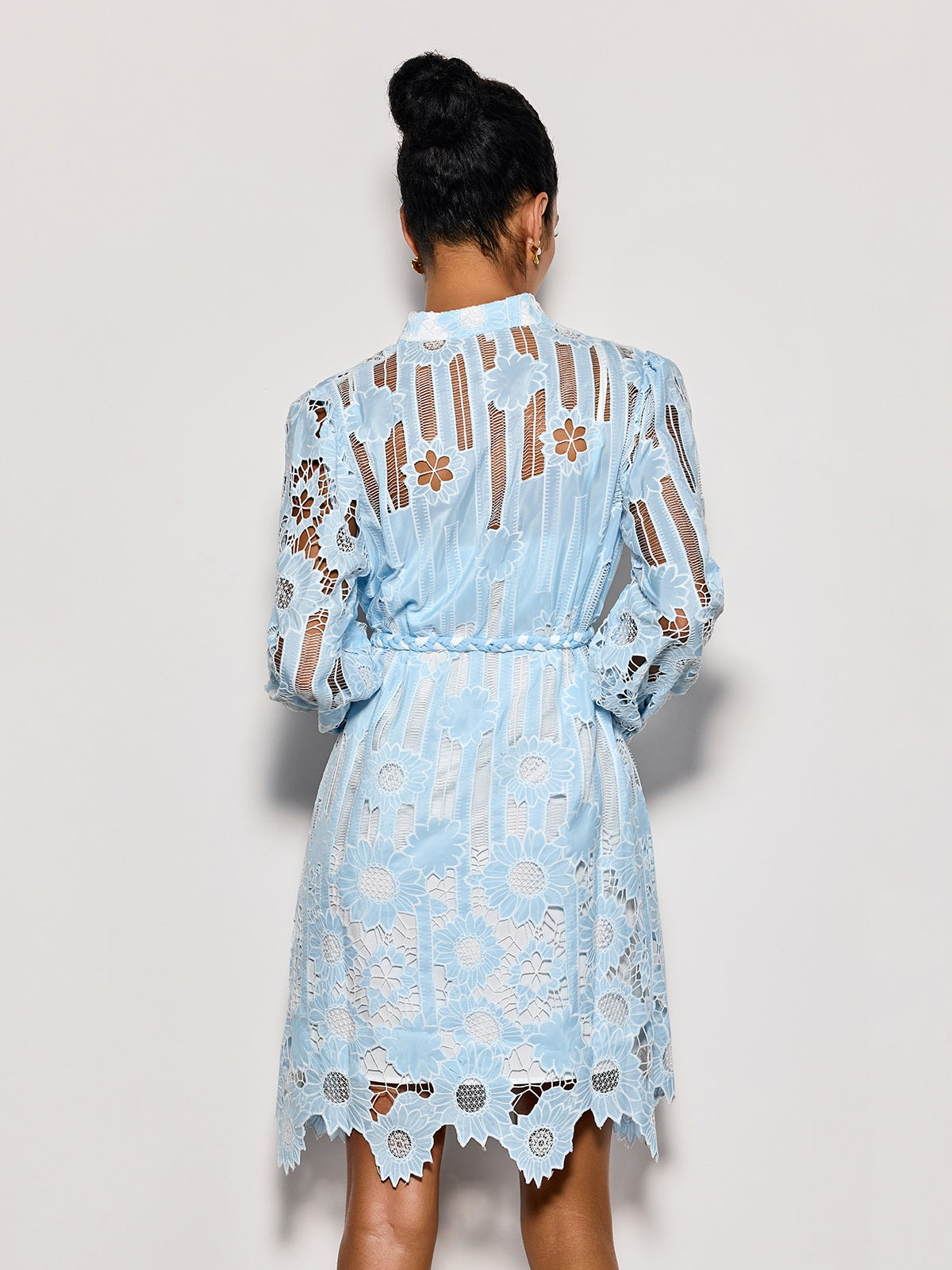 Deliz Long Sleeve Flower Mini Dress