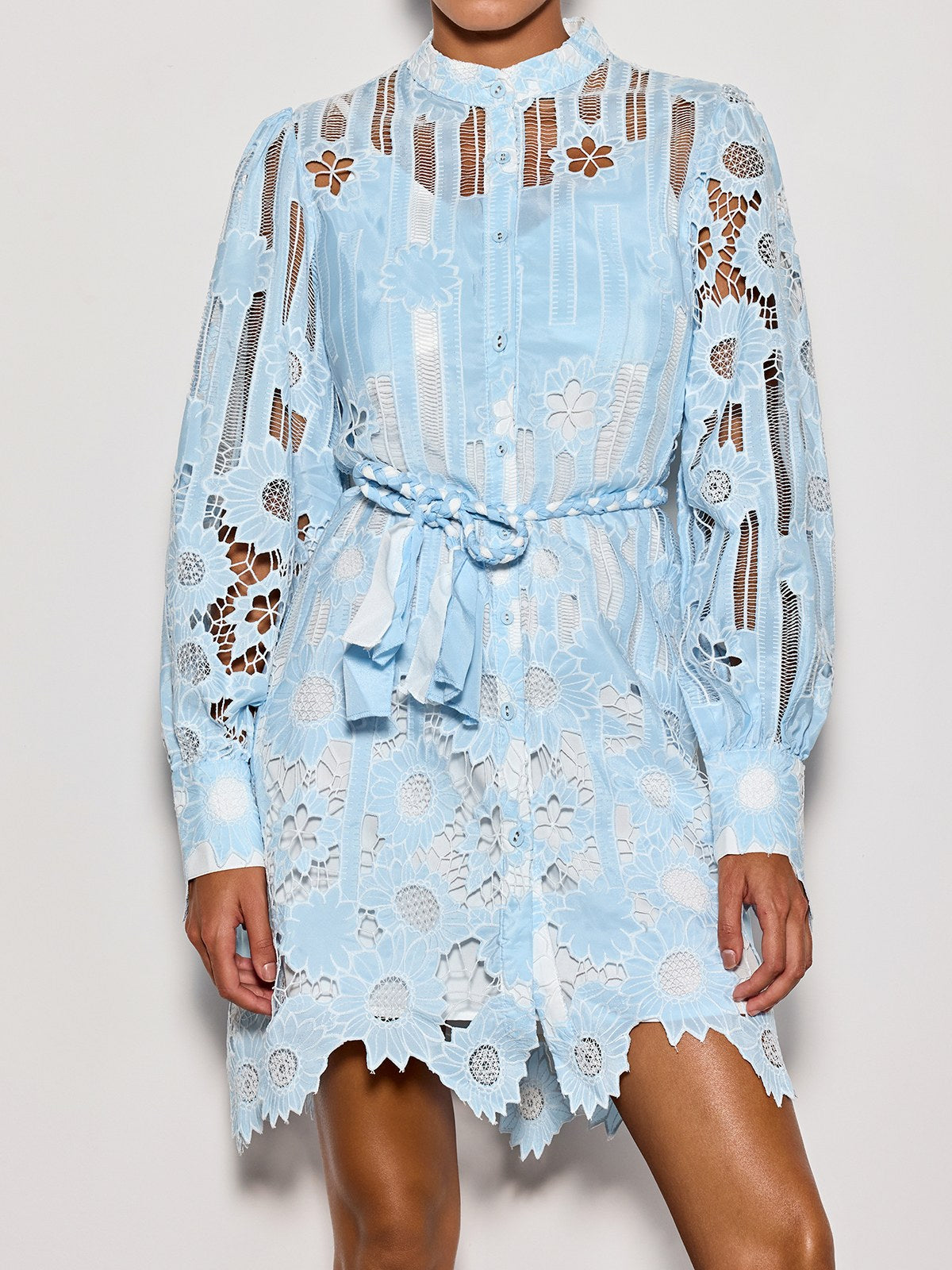 Deliz Long Sleeve Flower Mini Dress
