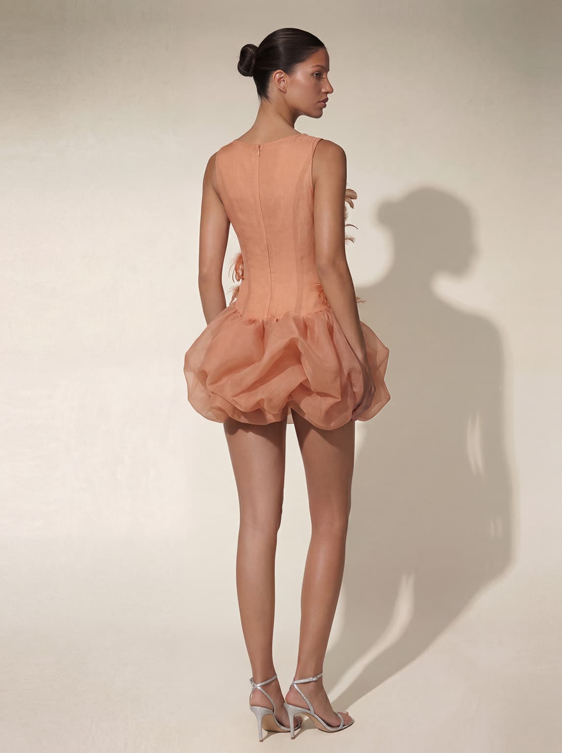 Delvor Sleeveless Feather Rhinestone Mini Dress