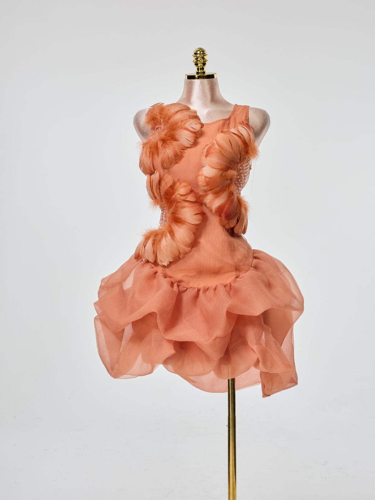 Delvor Sleeveless Feather Rhinestone Mini Dress