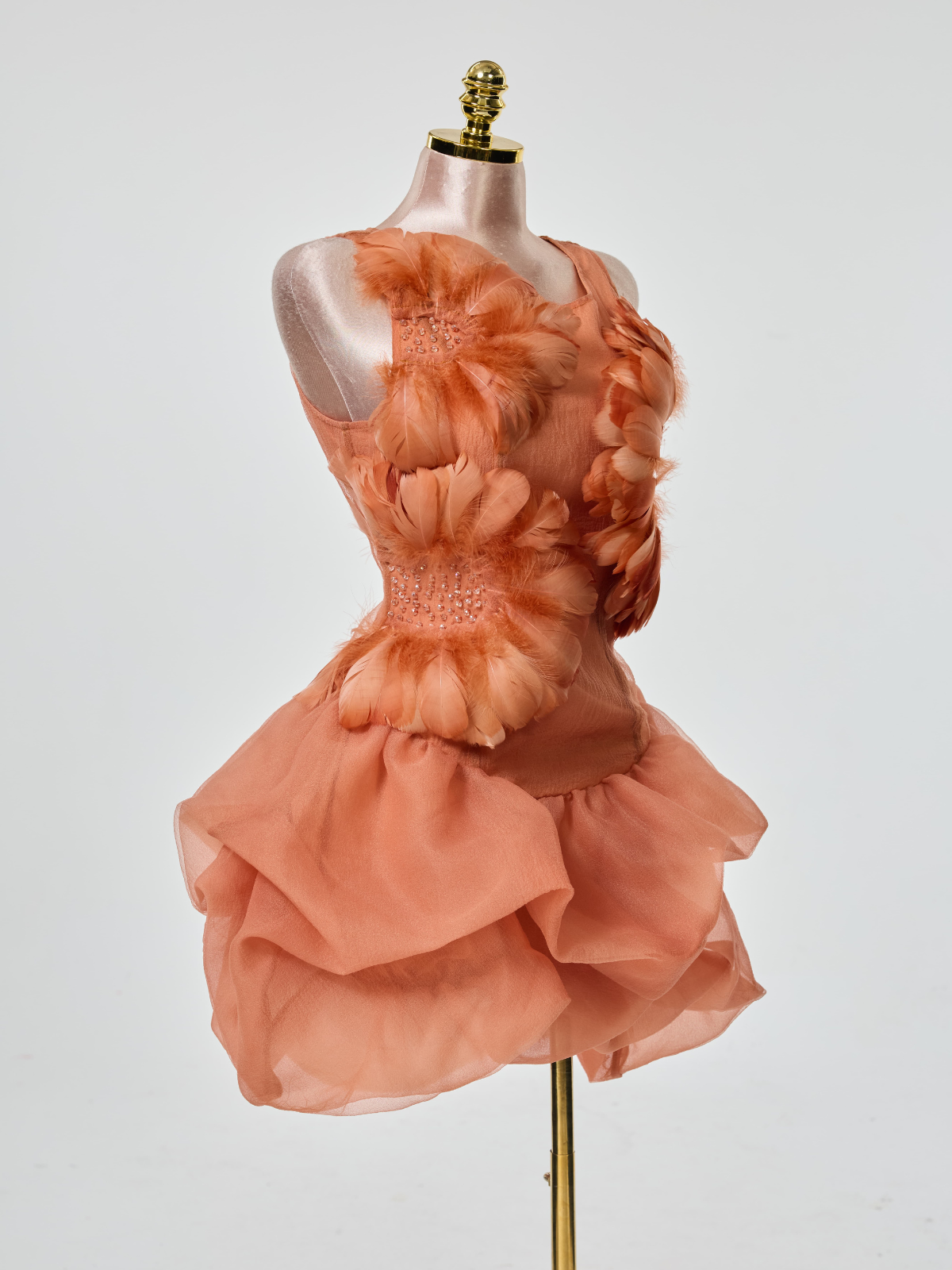 Delvor Sleeveless Feather Rhinestone Mini Dress