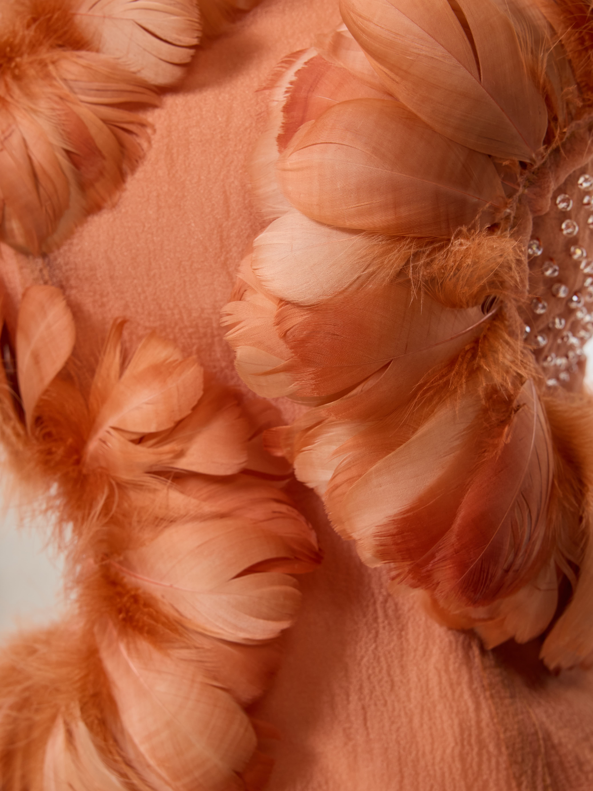 Delvor Sleeveless Feather Rhinestone Mini Dress