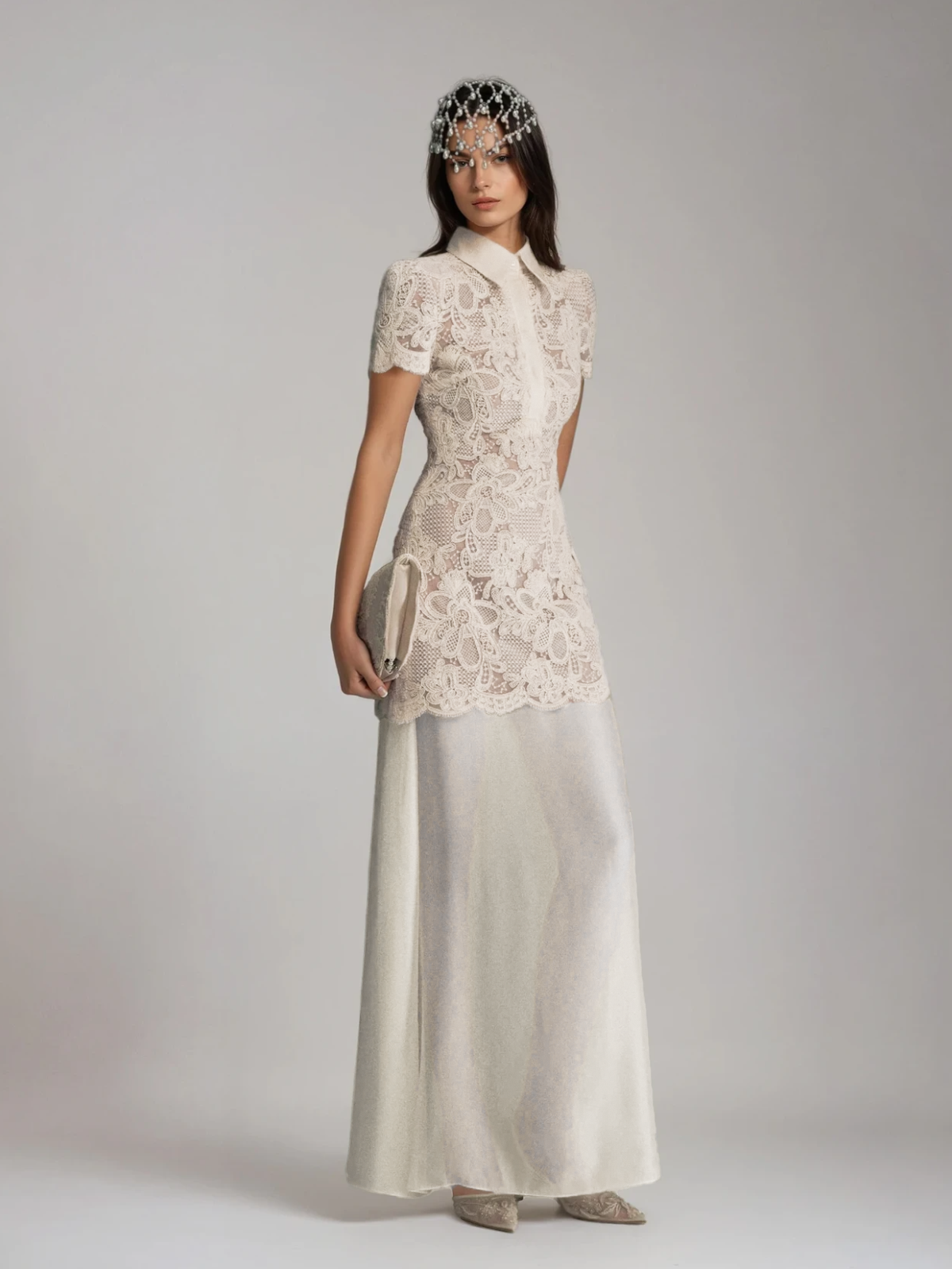 Deryxa Short Sleeve Lace Maxi Dress