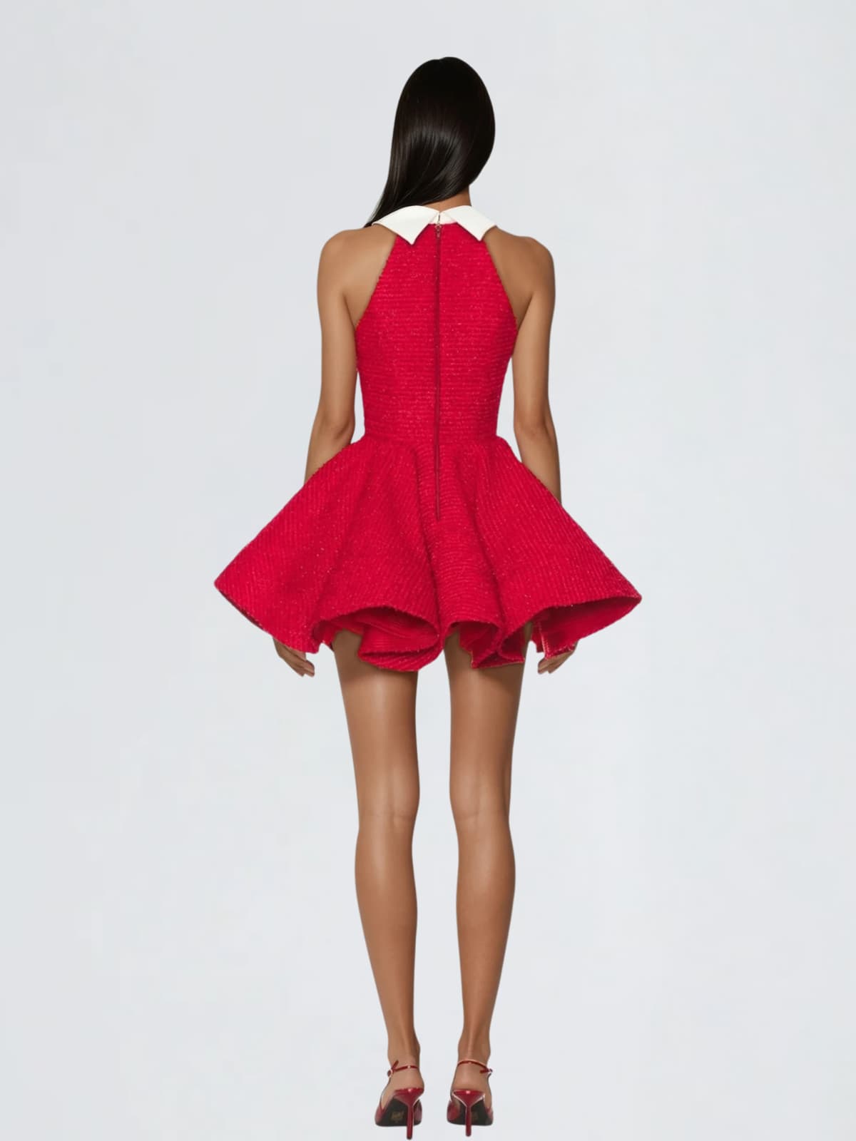 Dewcrest Folded Collar Ruffle Mini Dress