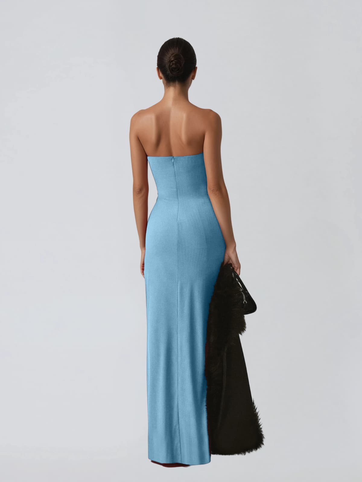 Dexurion Ruched Scarf Maxi Dress In Blue