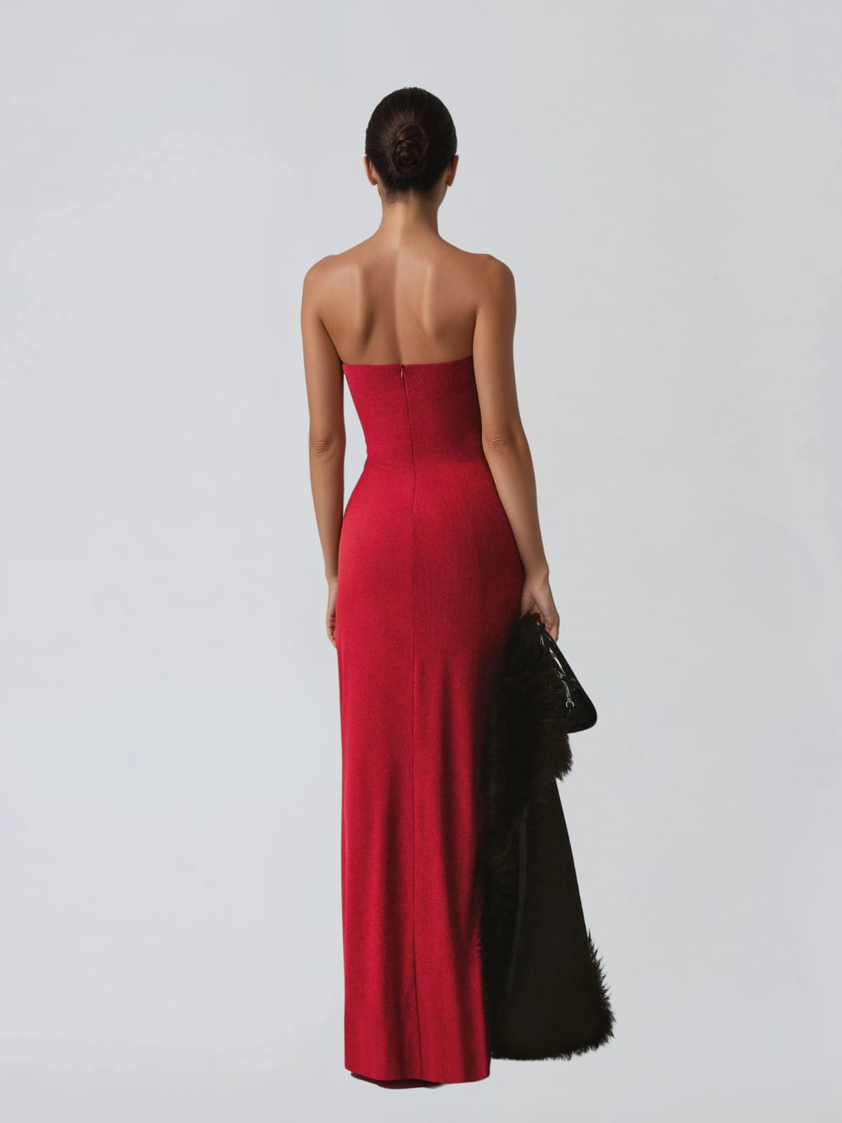 Dexurion Ruched Scarf Maxi Dress In Wine