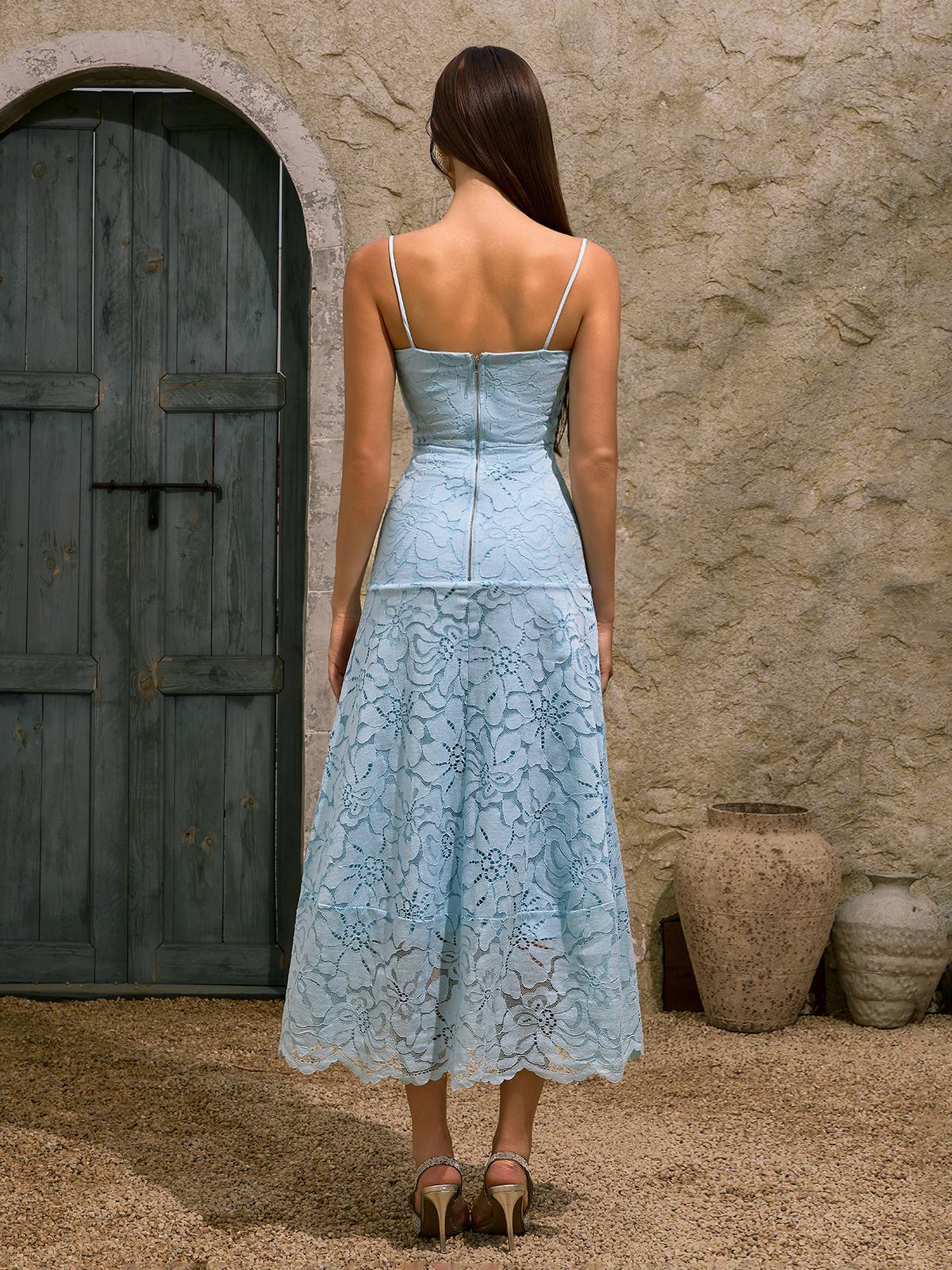 Dhanya Spaghetti Flower Midi Dress