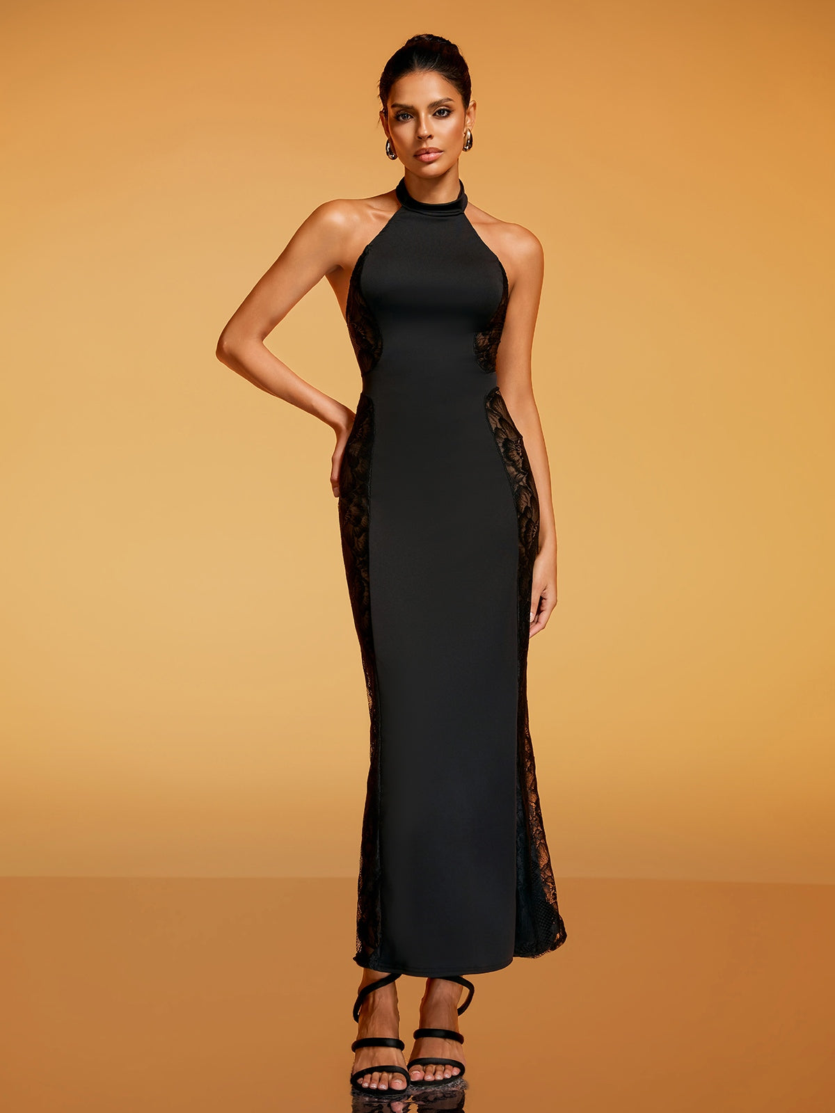 Dianatha Halterneck Lace Midi Dress