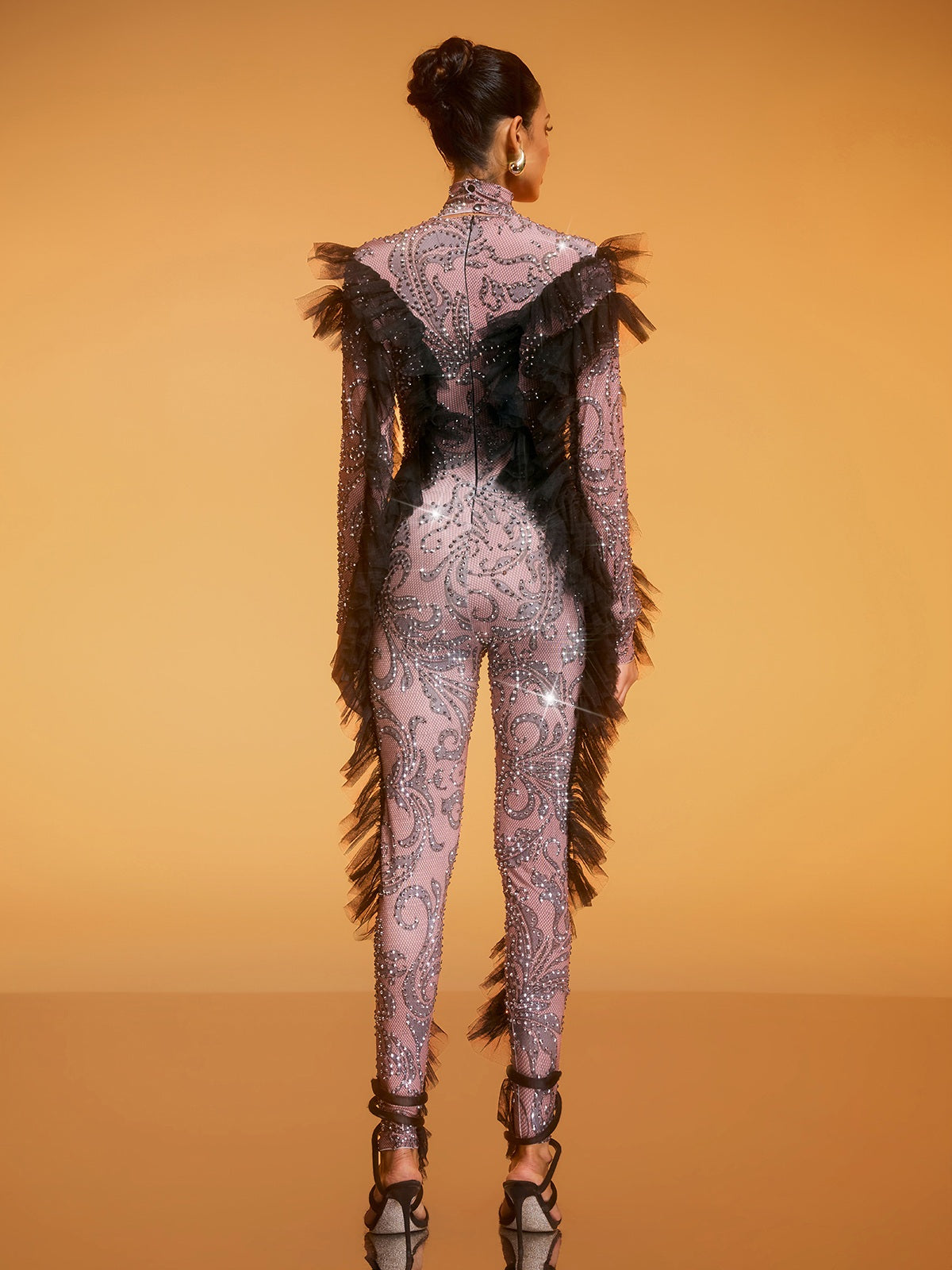 Dilys Tulle Trimmed Rhinestone Jumpsuit