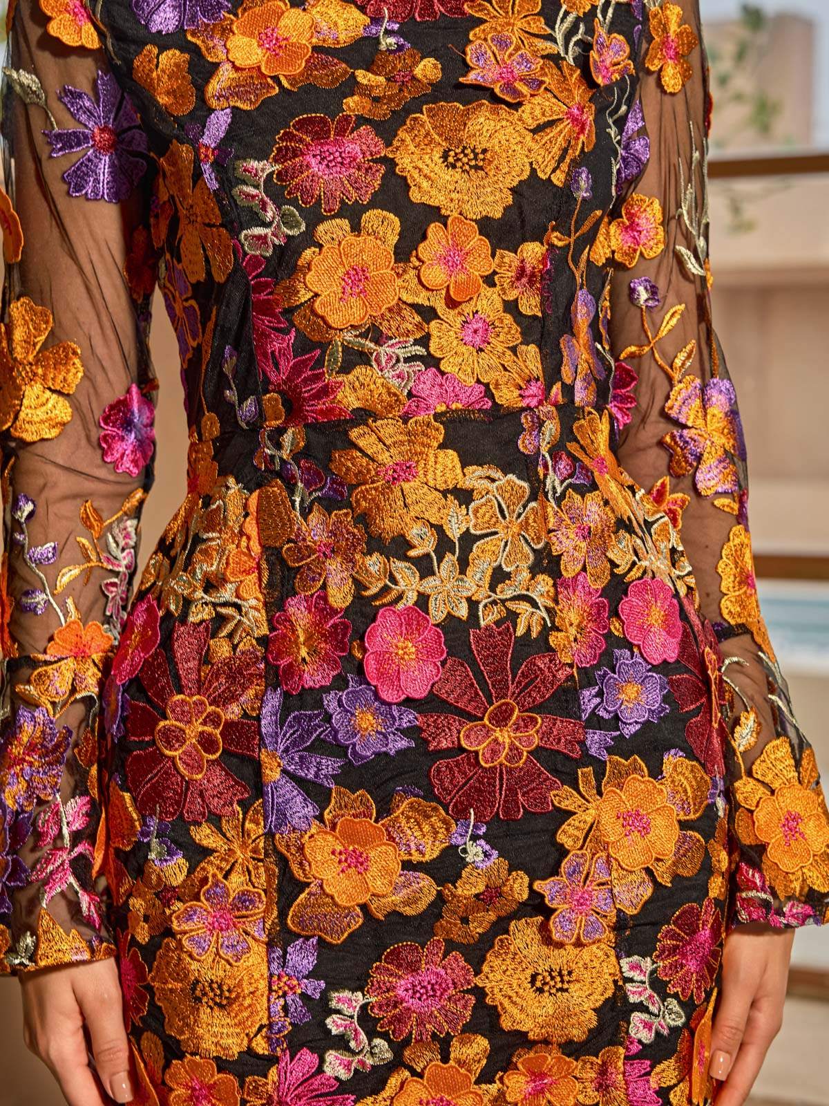 Donelle Flower Embroidered Mini Dress