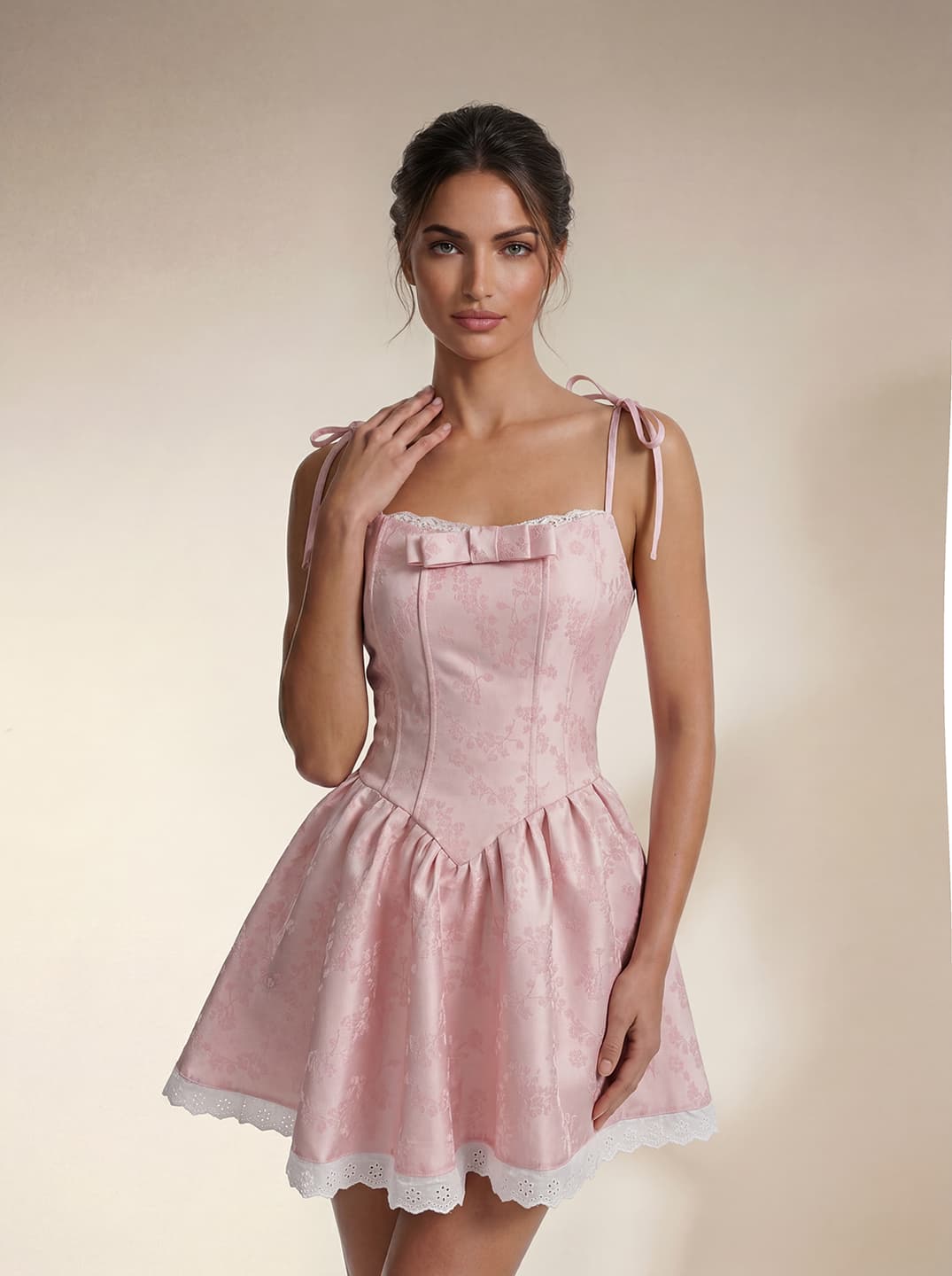 Dorex Spaghetti Lace Floral Mini Dress