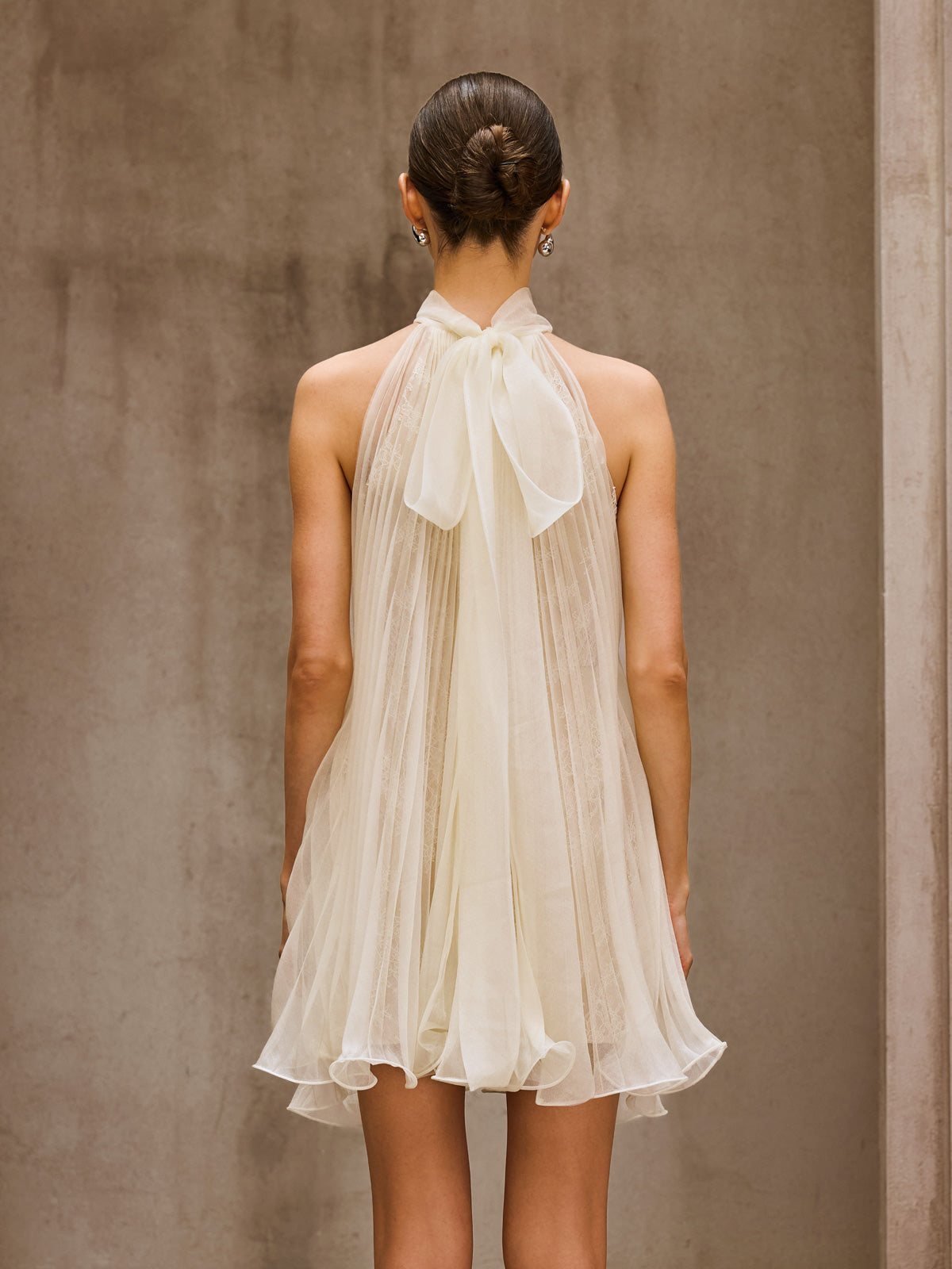 Dorika Lace Pleated Flare Mini Dress