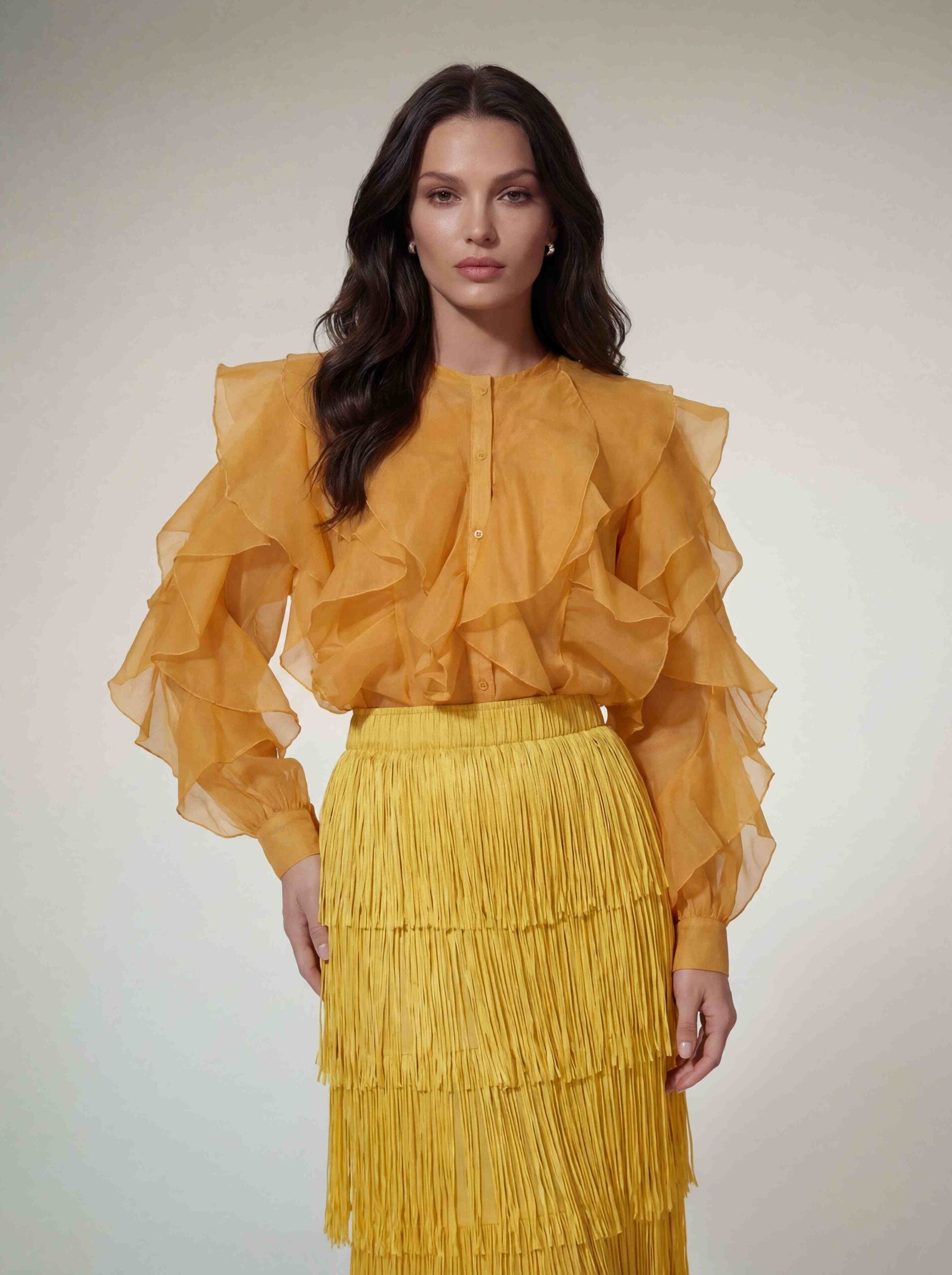 Doryxel Ruffle Fringe Skirt Set
