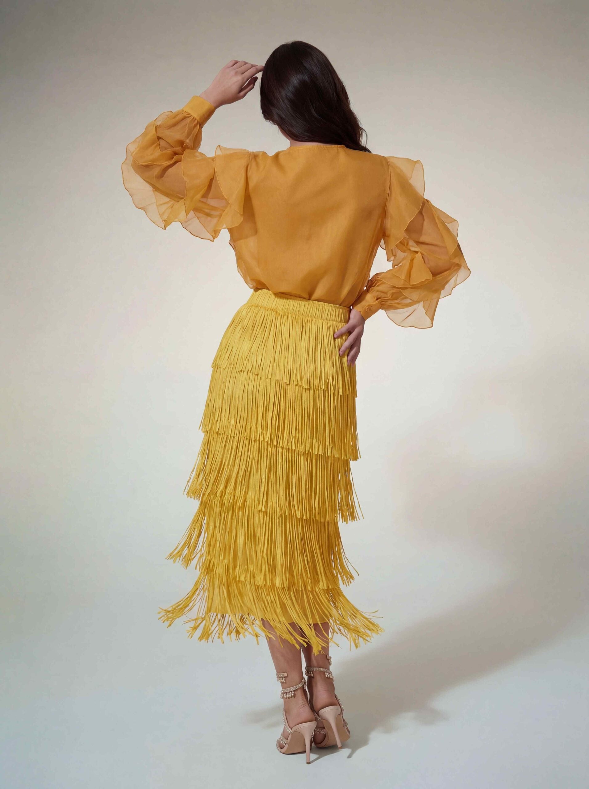 Doryxel Ruffle Fringe Skirt Set