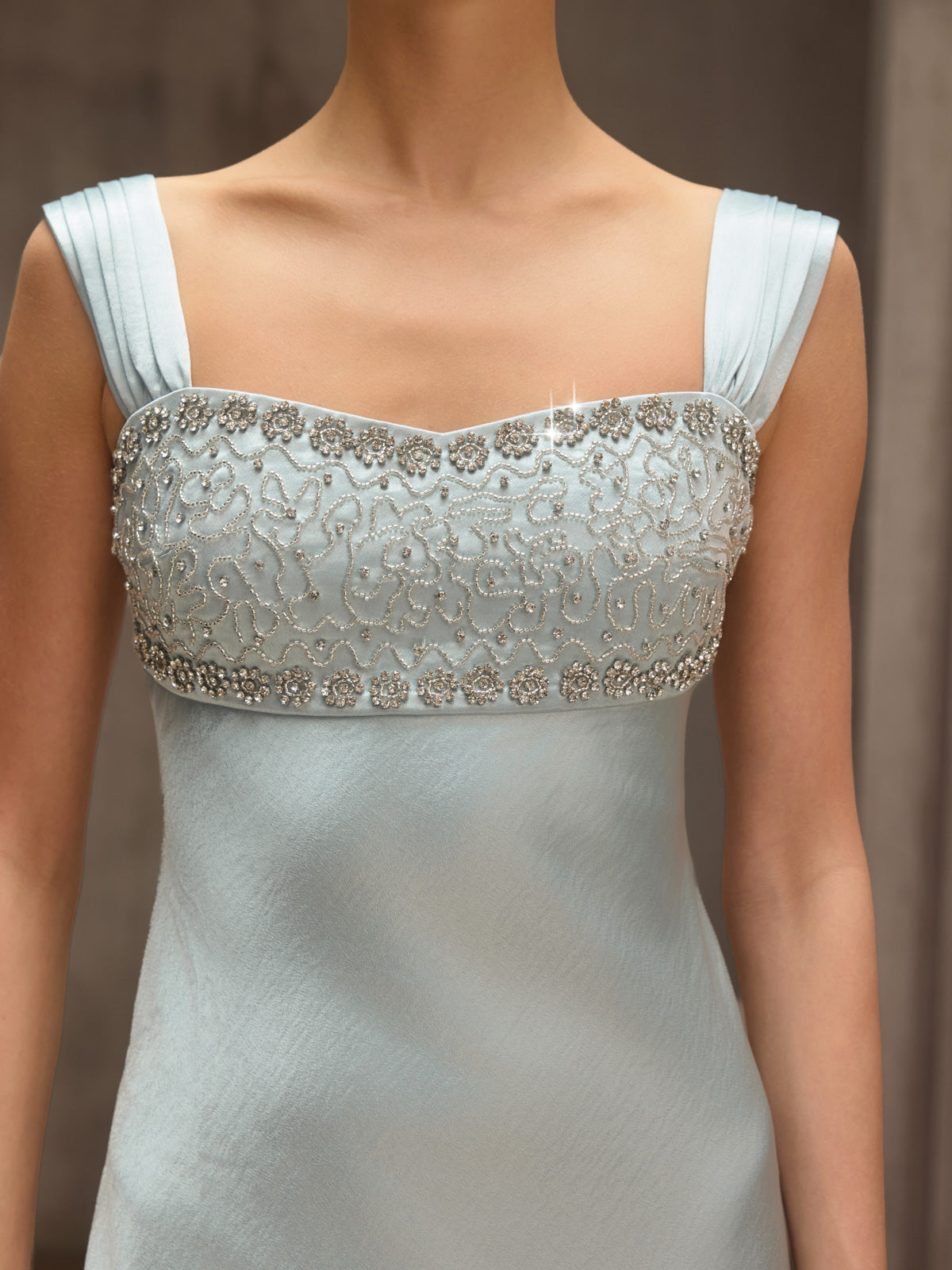 Draper Sleeveless Rhinestone Satin Dress