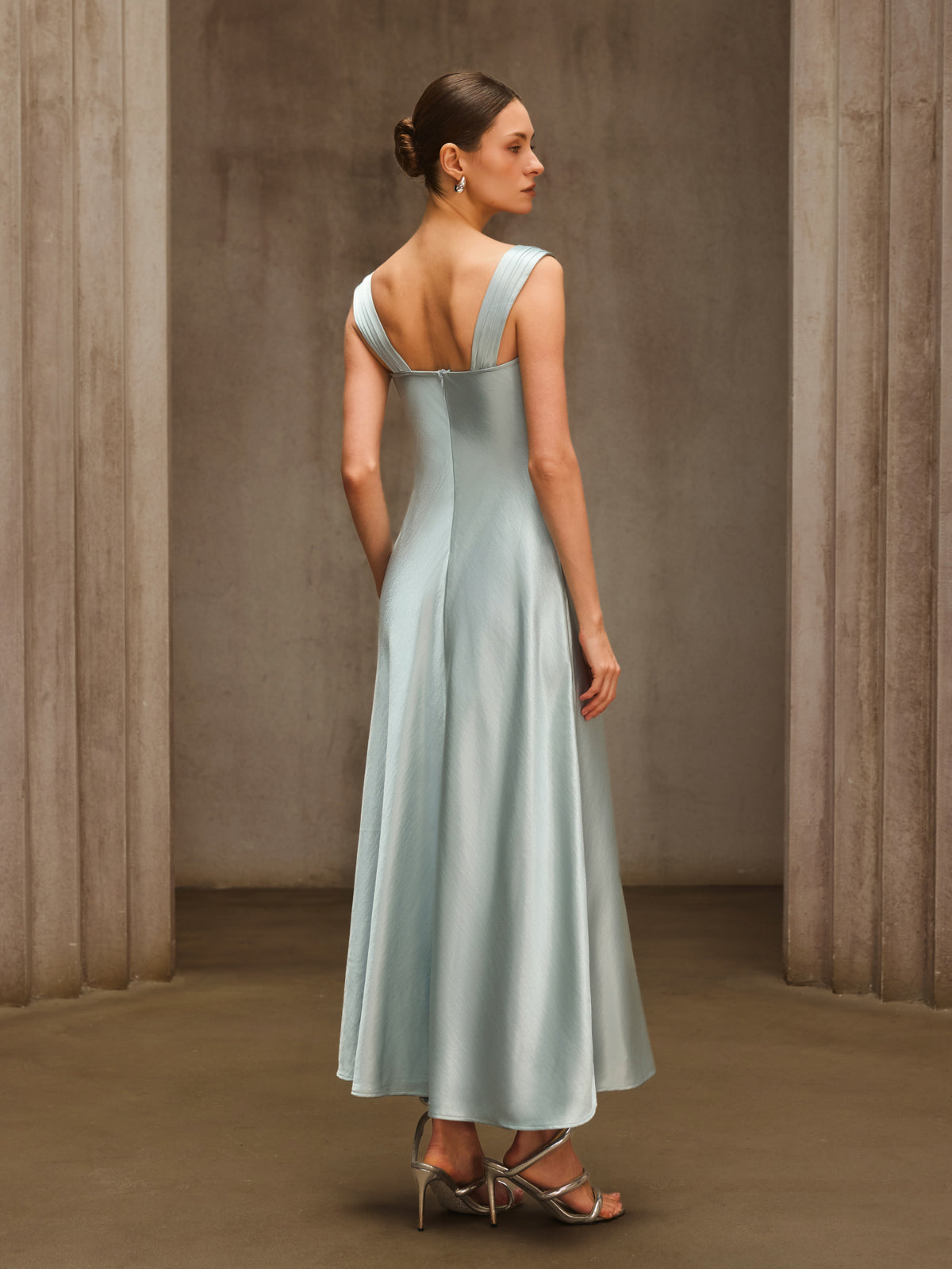 Draper Sleeveless Rhinestone Satin Dress