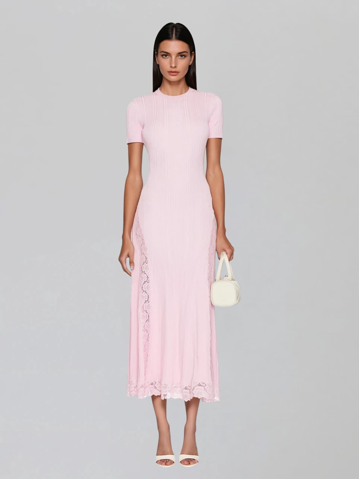 Draviel Short Sleeve Lace Knit Maxi Dress