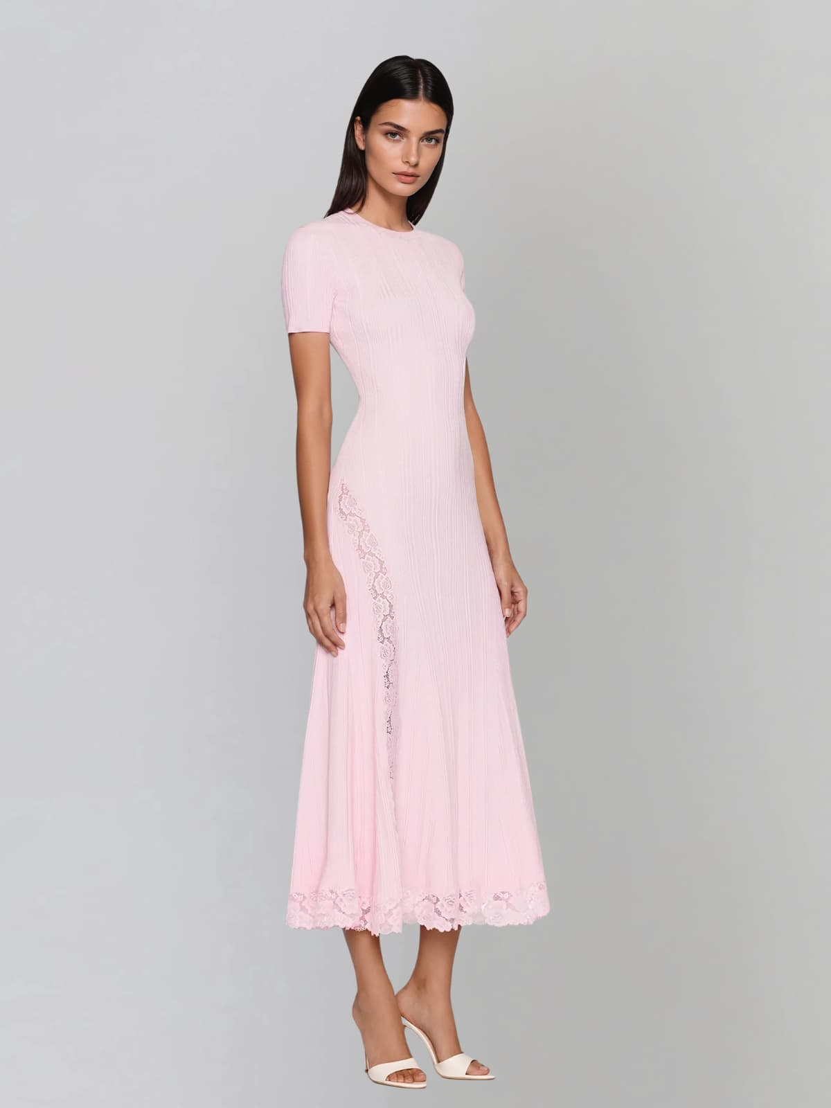 Draviel Short Sleeve Lace Knit Maxi Dress