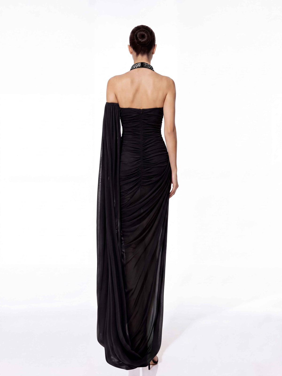 Dravionel Rhinestone Draped Maxi Dress