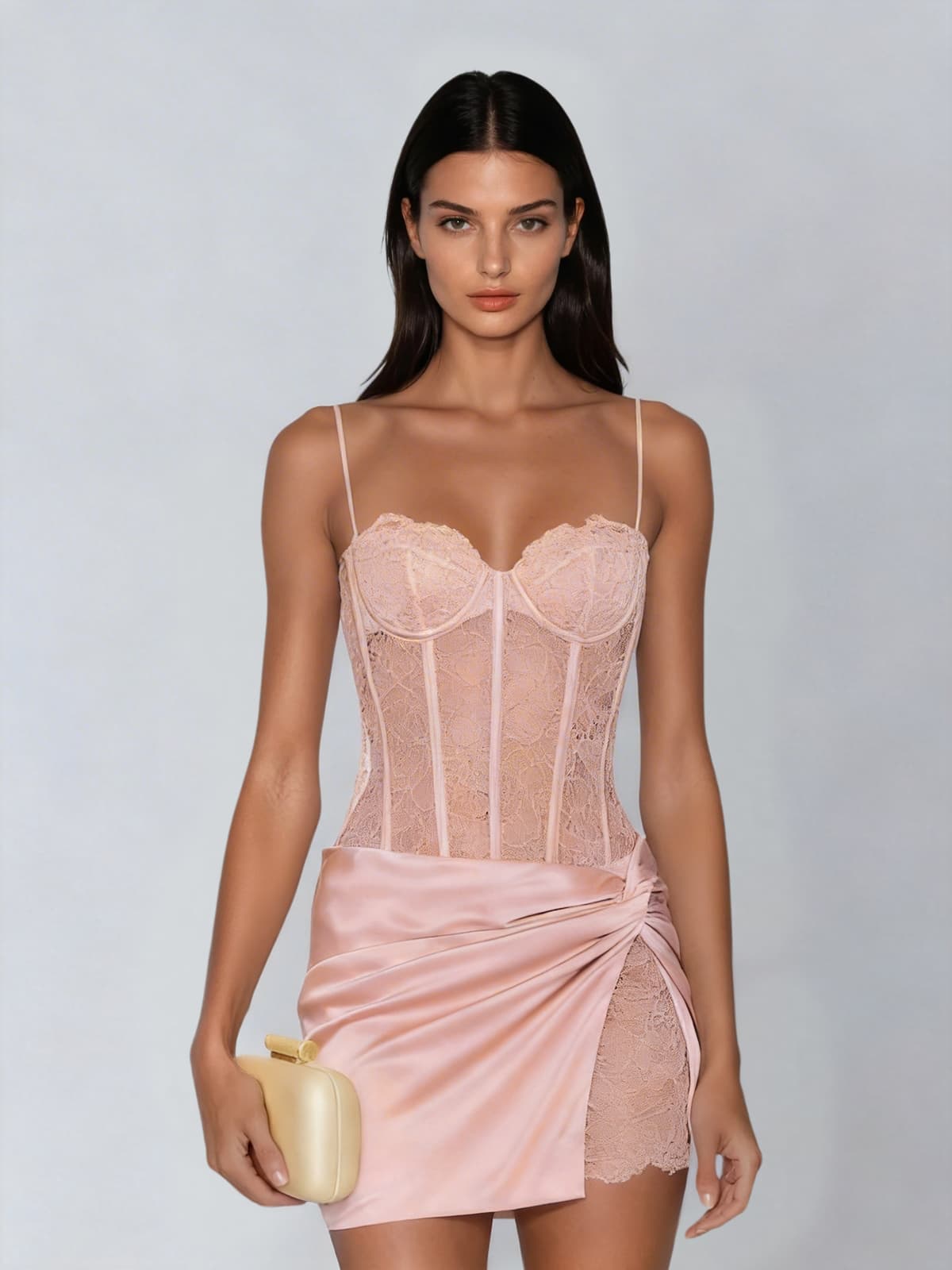 Draxen Spaghetti Corset Lace Bodysuit Set