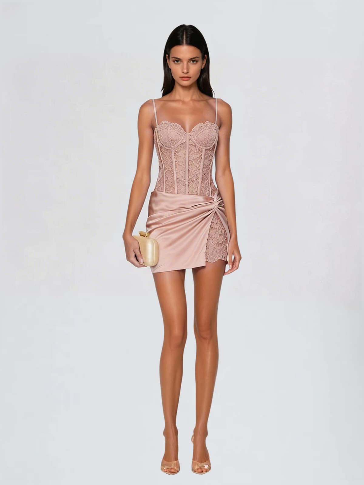 Draxen Spaghetti Corset Lace Bodysuit Set