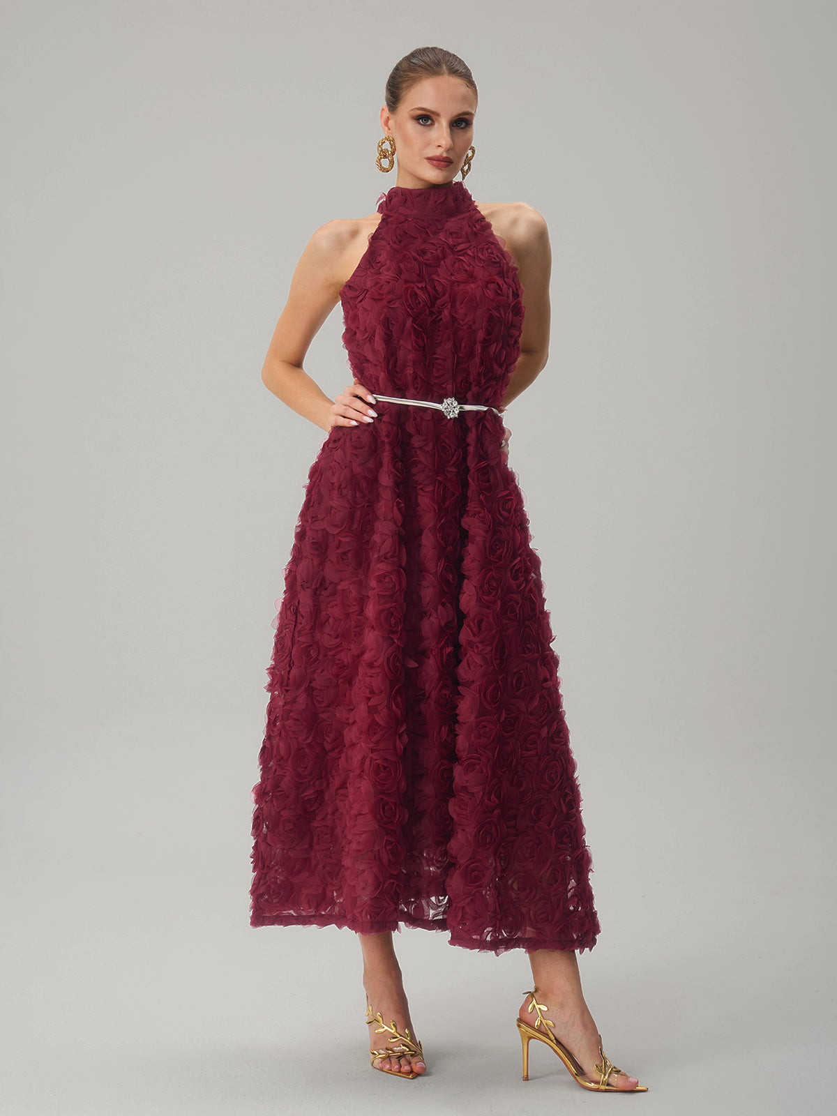 Dronex Sleeveless Flower Midi Dress