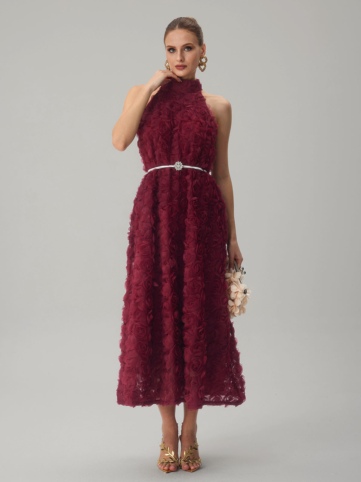 Dronex Sleeveless Flower Midi Dress