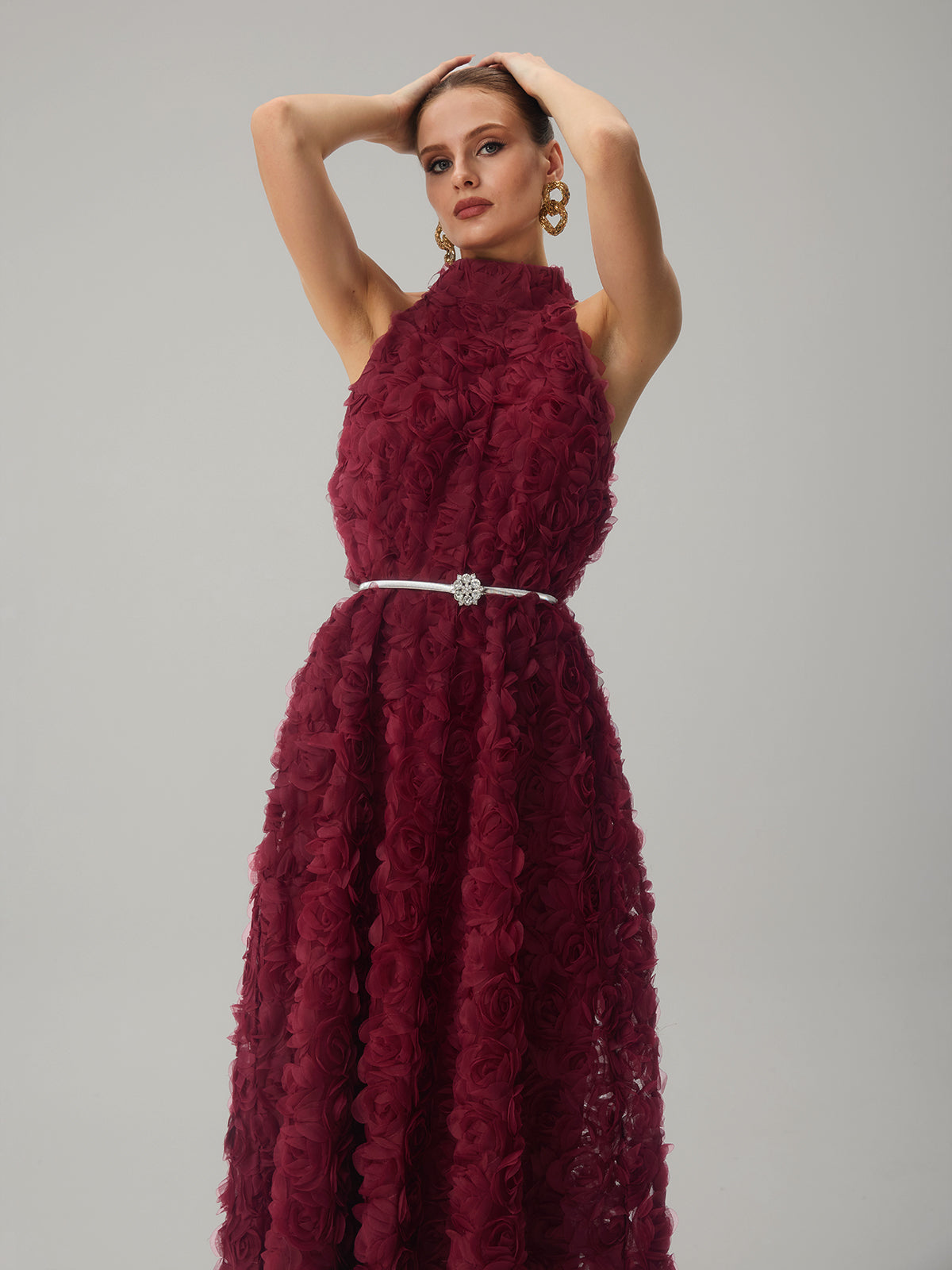 Dronex Sleeveless Flower Midi Dress