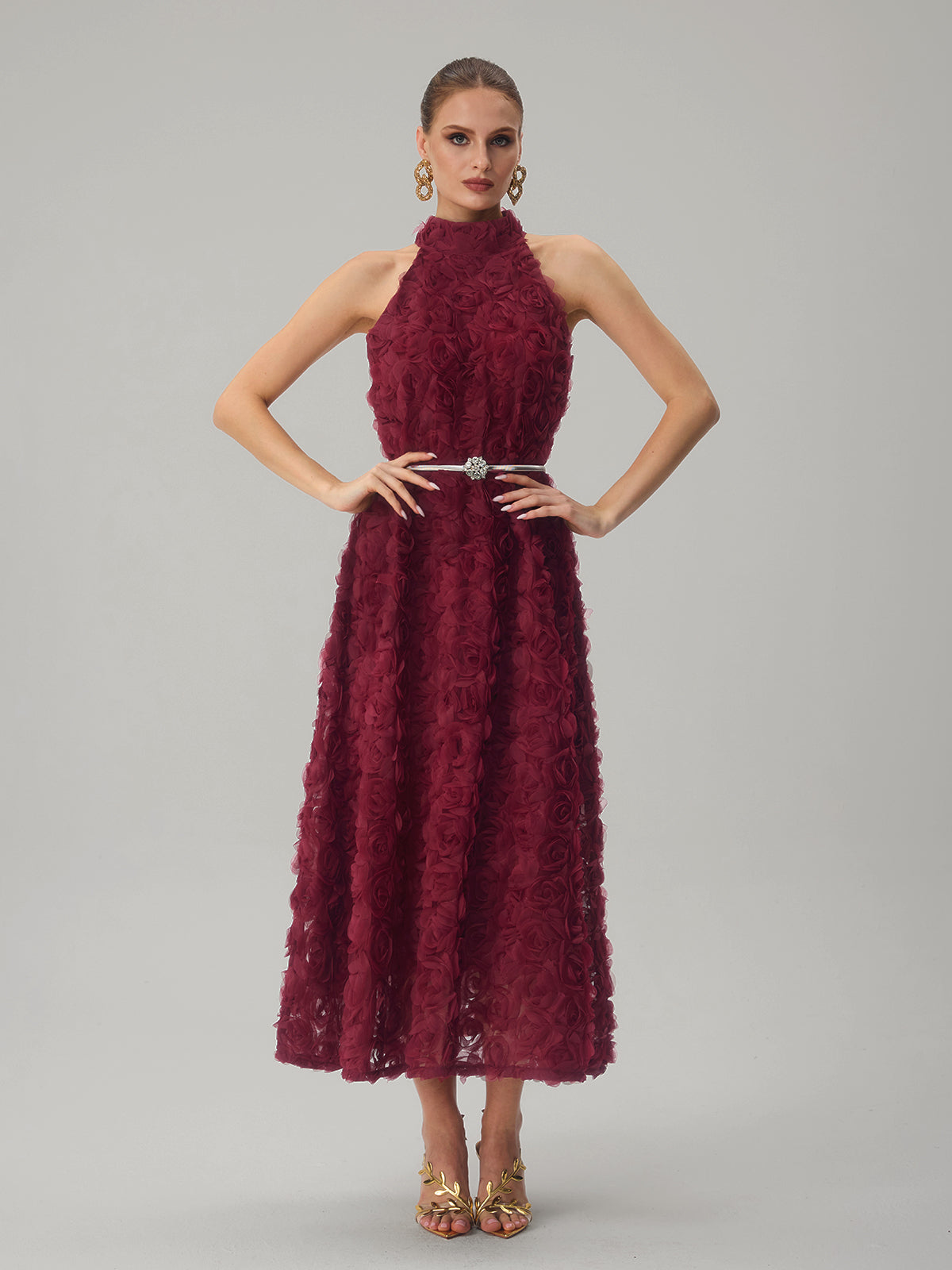 Dronex Sleeveless Flower Midi Dress