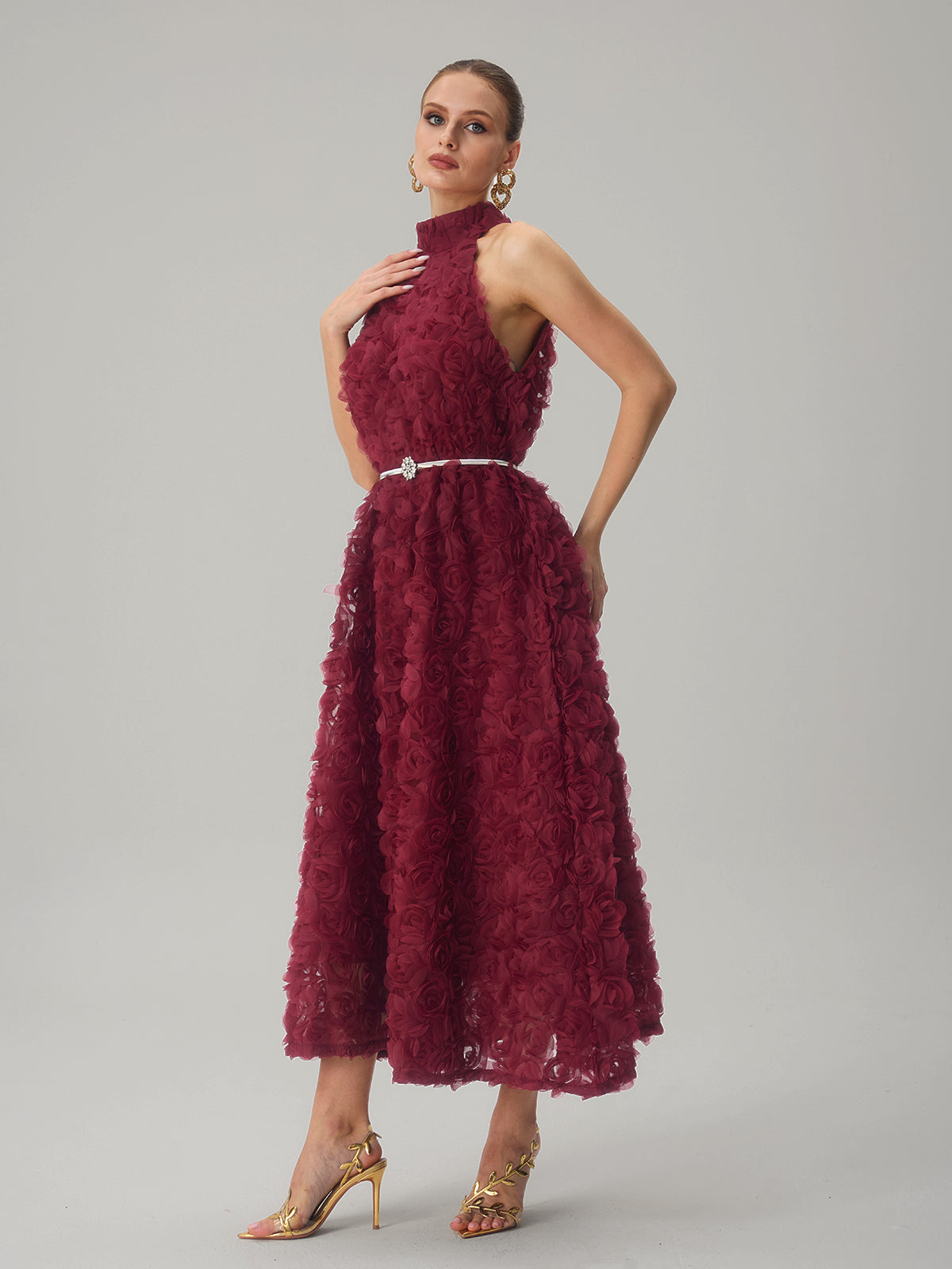 Dronex Sleeveless Flower Midi Dress