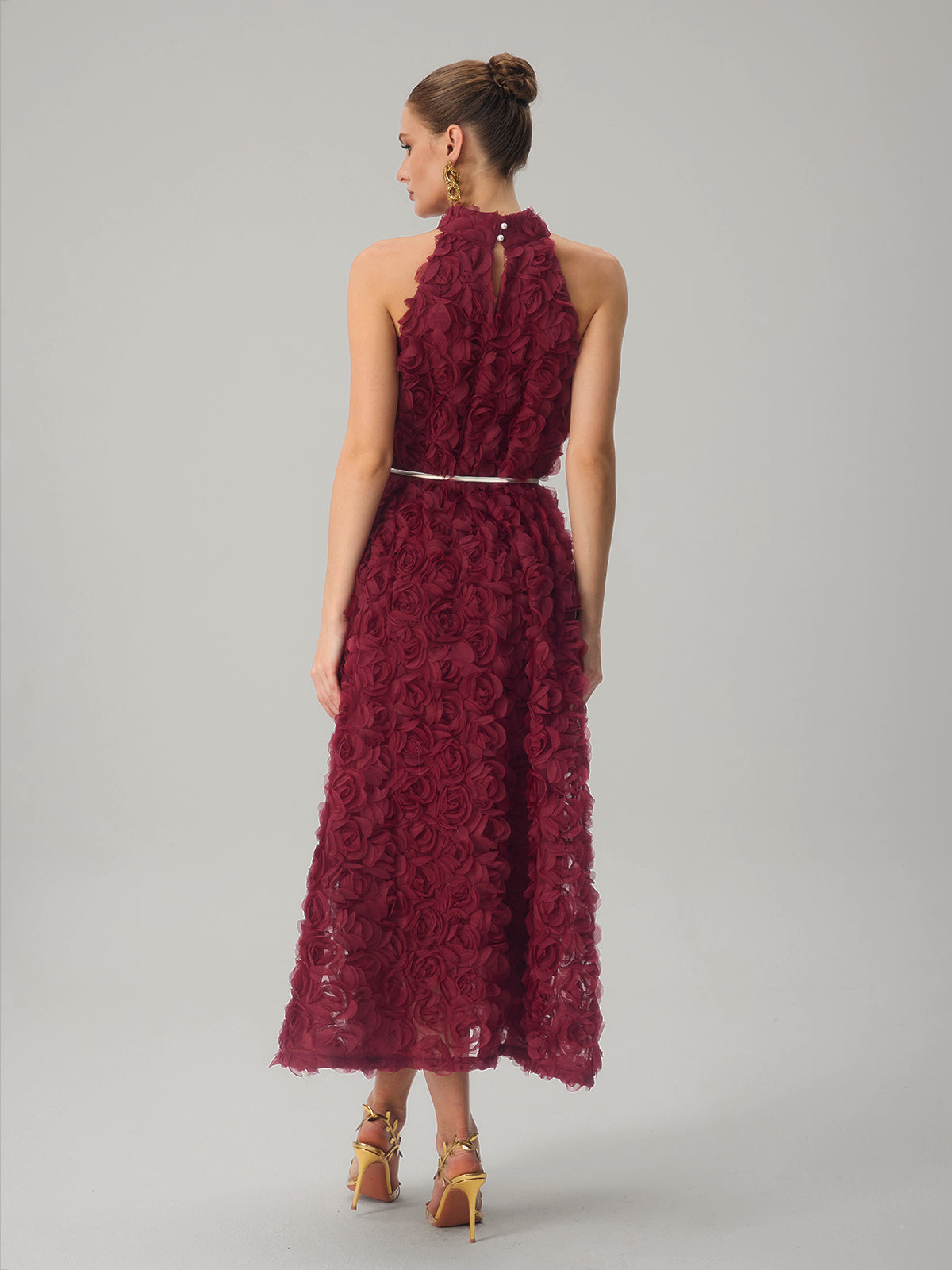 Dronex Sleeveless Flower Midi Dress