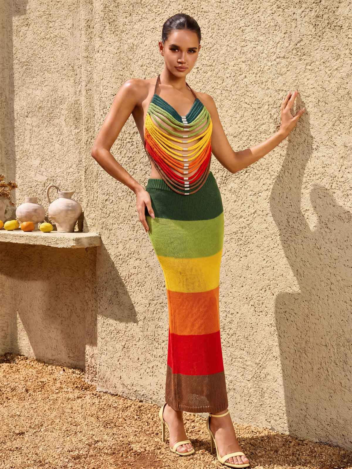 Drovareth Halterneck Knit Skirt Set