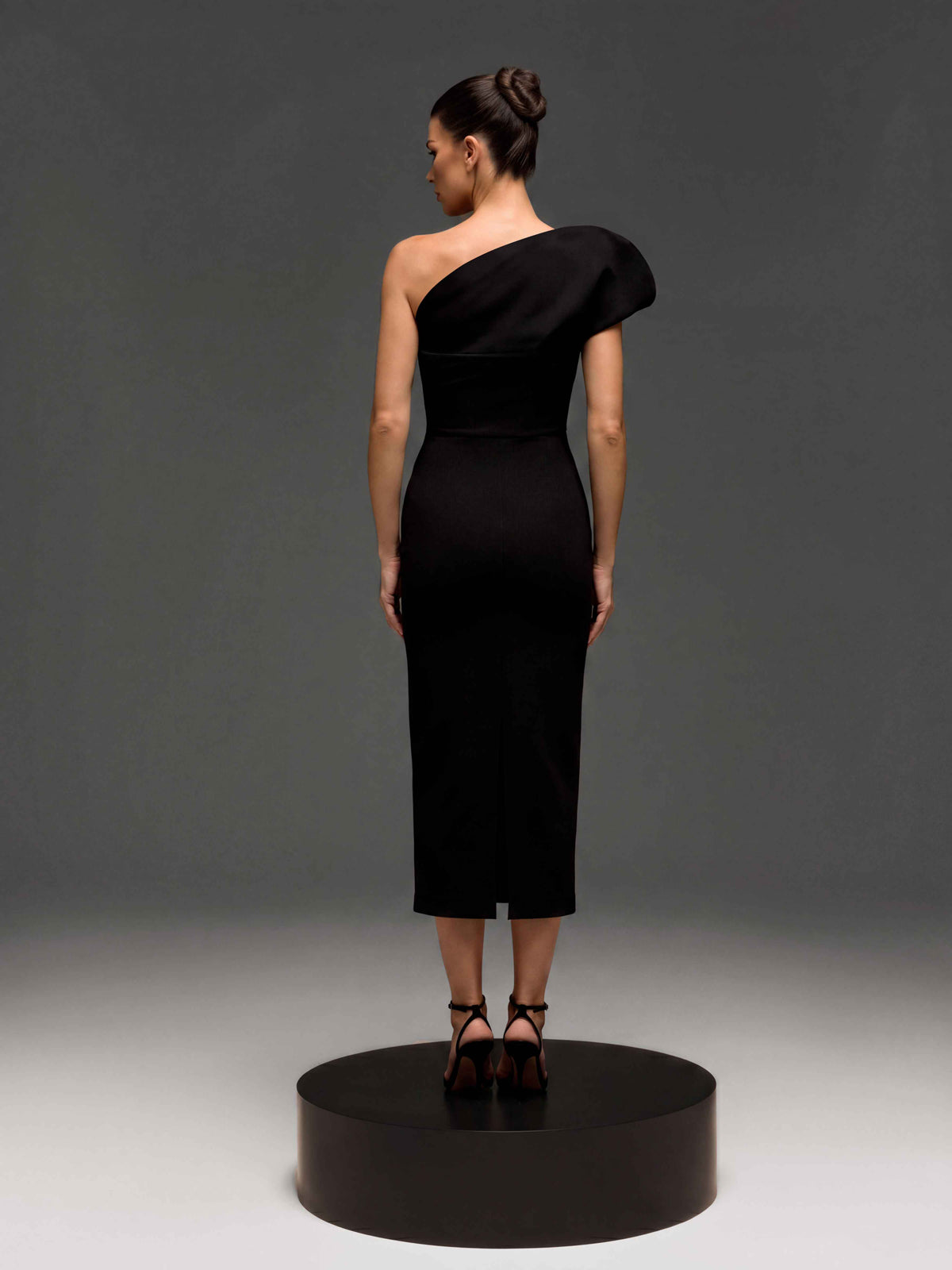 Drynex One Shoulder Red Sole Midi Dress In Black
