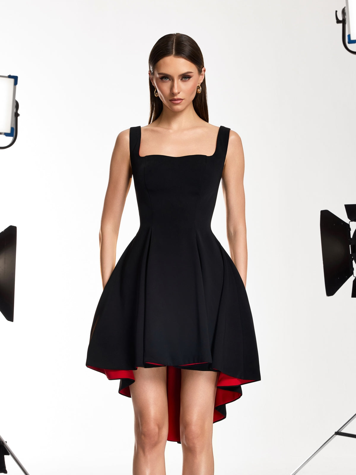 Drynex U Neck Red Sole Flared Mini Dress