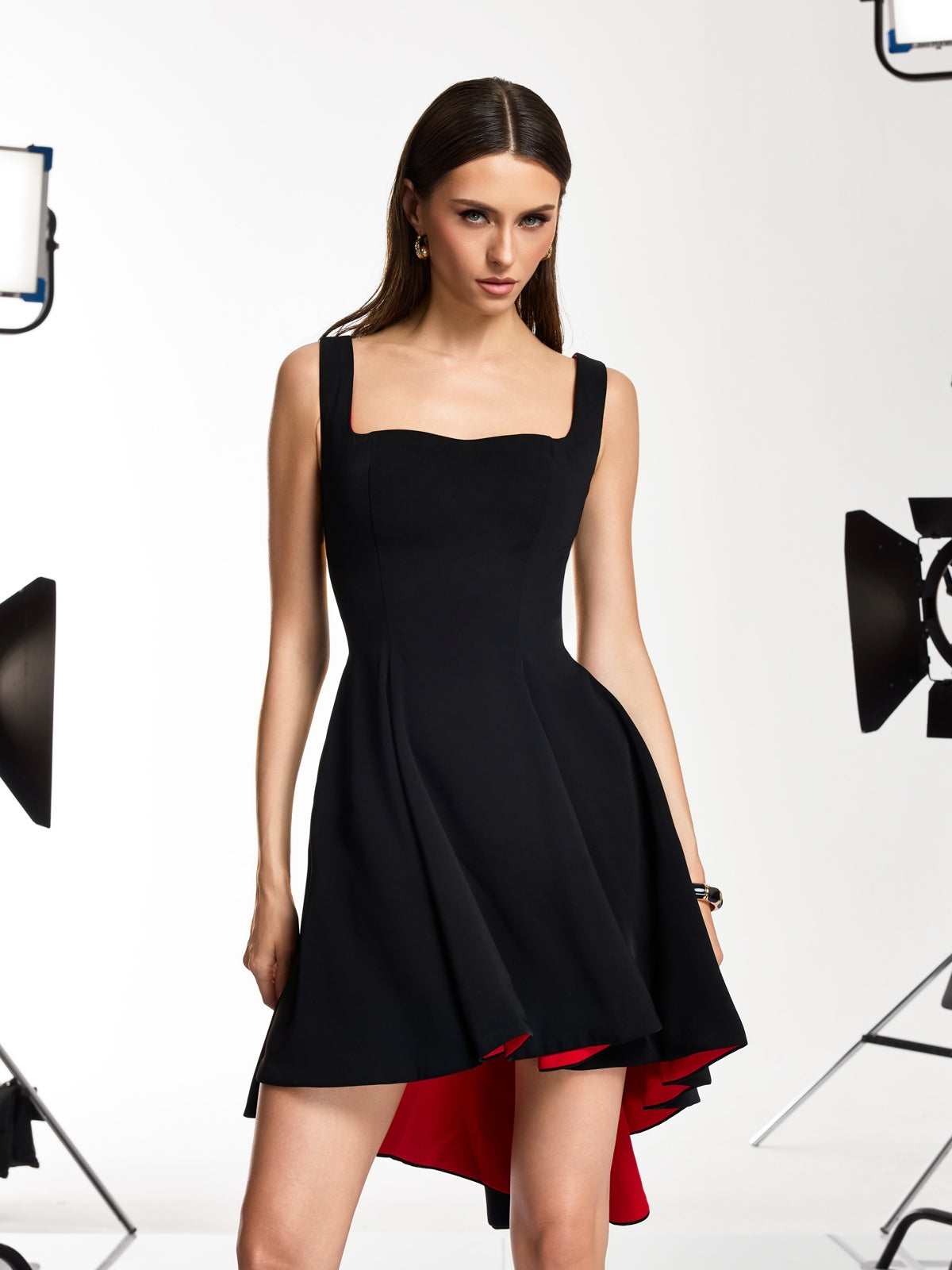 Drynex U Neck Red Sole Flared Mini Dress