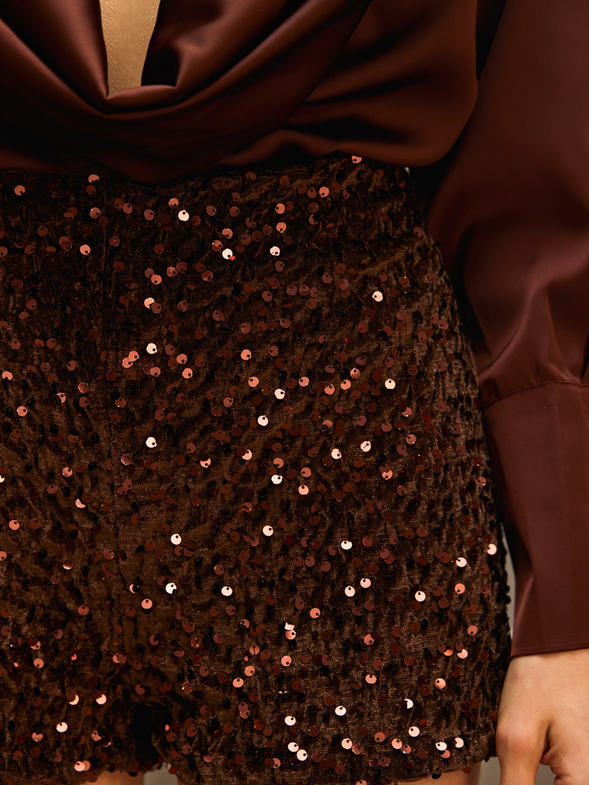 Duong Plunge Neck Sequin Shorts Set