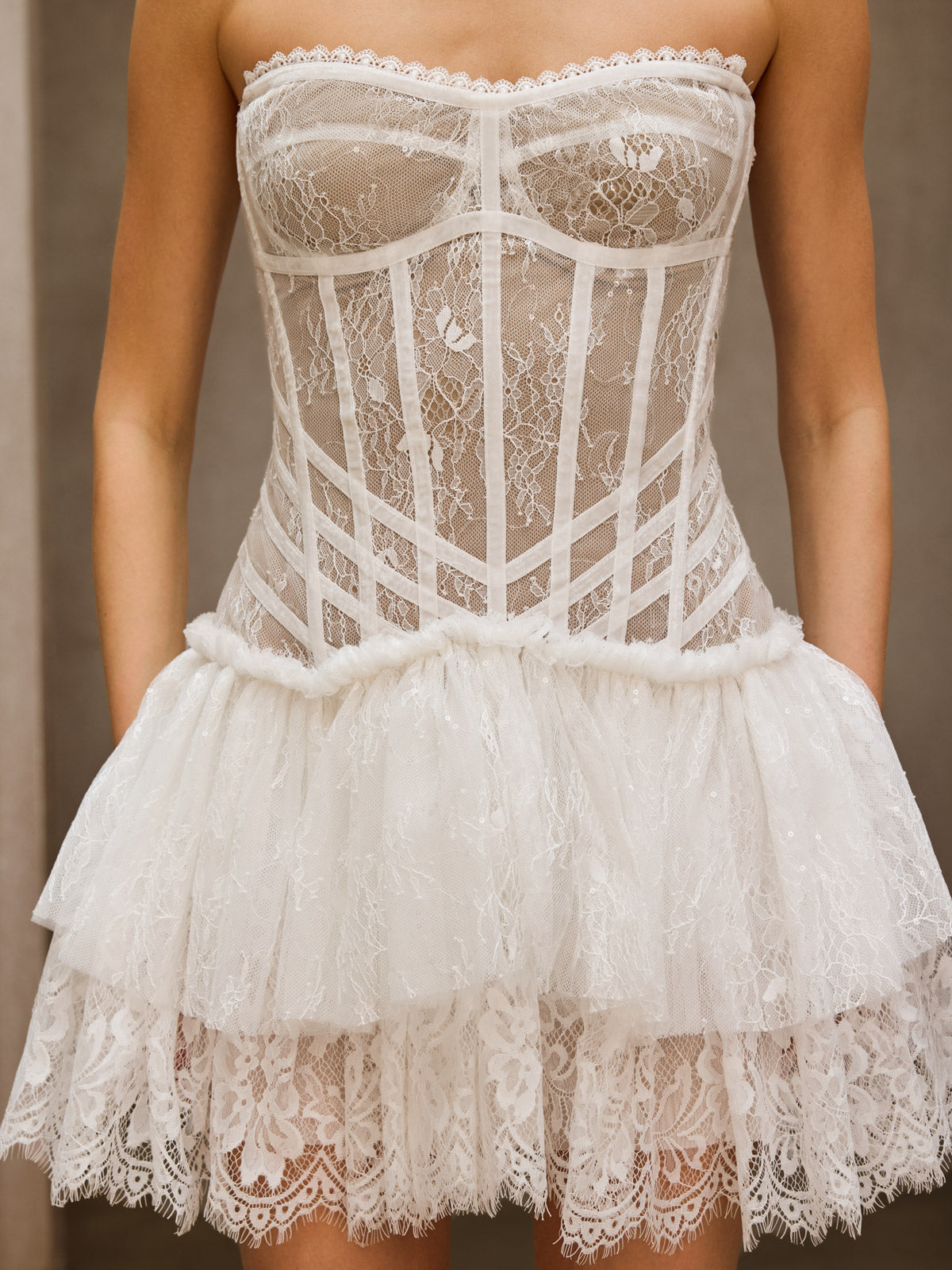 Durga Strapless Corset Lace Mini Dress