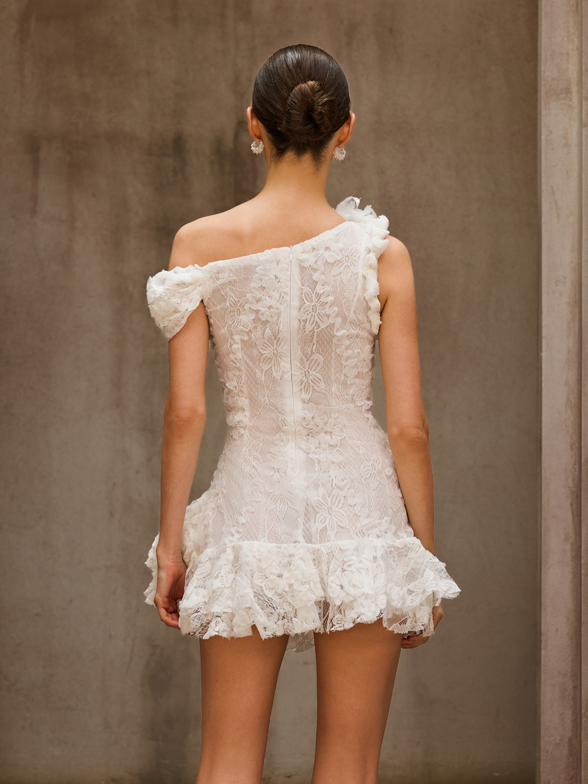 Durriyah One Shoulder Flower Mini Dress